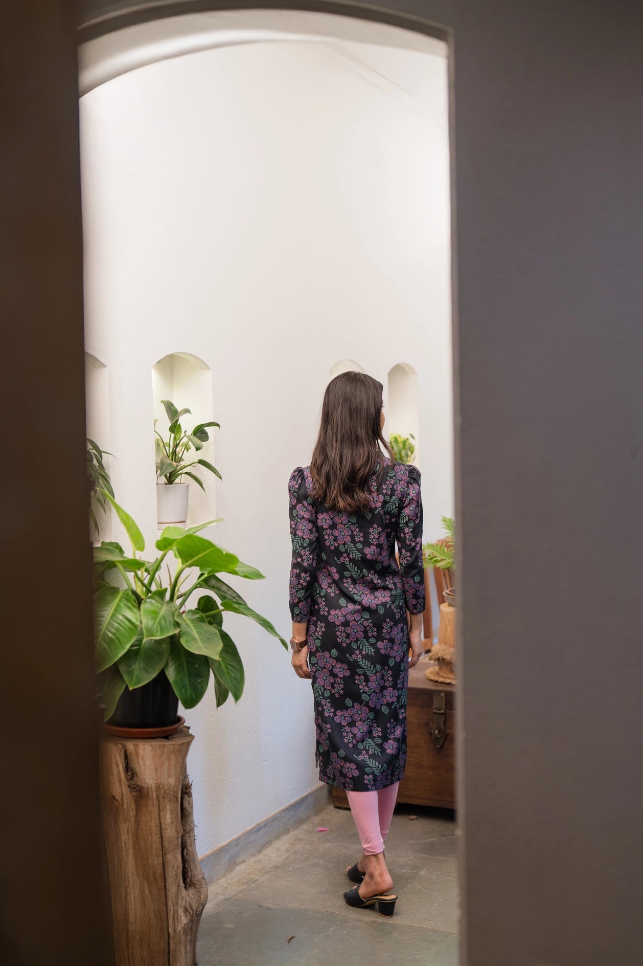 Black Midnight Muse Viscose Printed Kurta