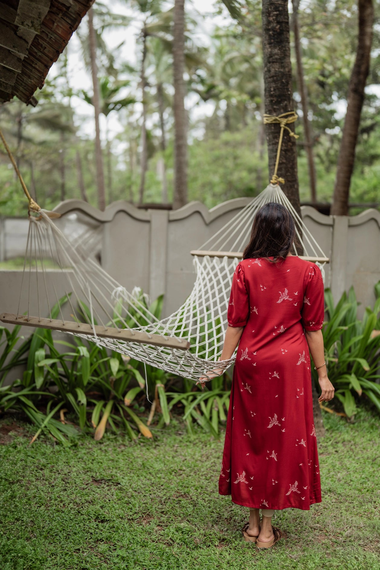 Happy Humming Red Printed Maternity wear and feeding dress