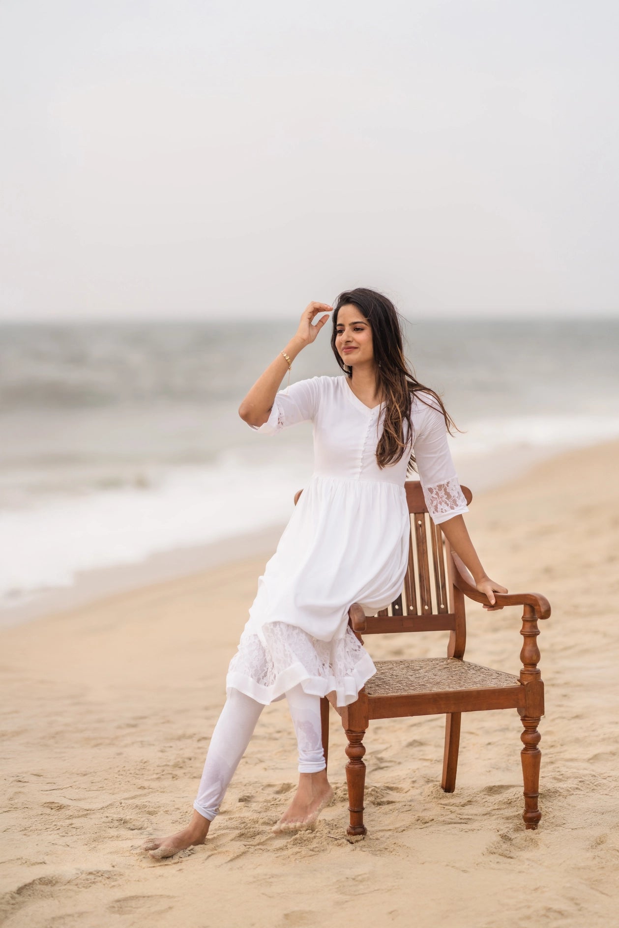 Love In White Lace Viscose Dress