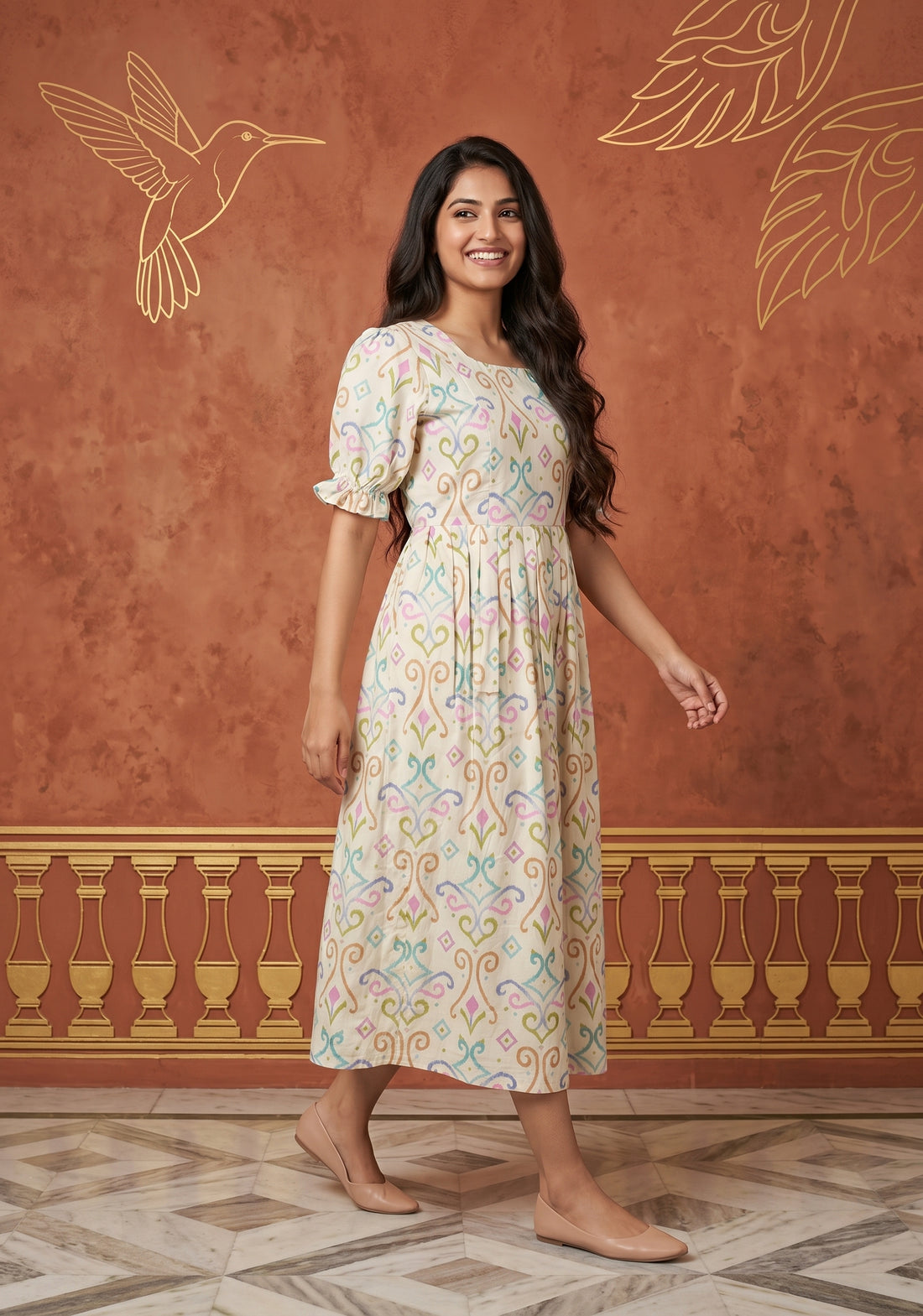 Fantasy Swirl Off White Printed Maternity and Feding Maxi Outfit