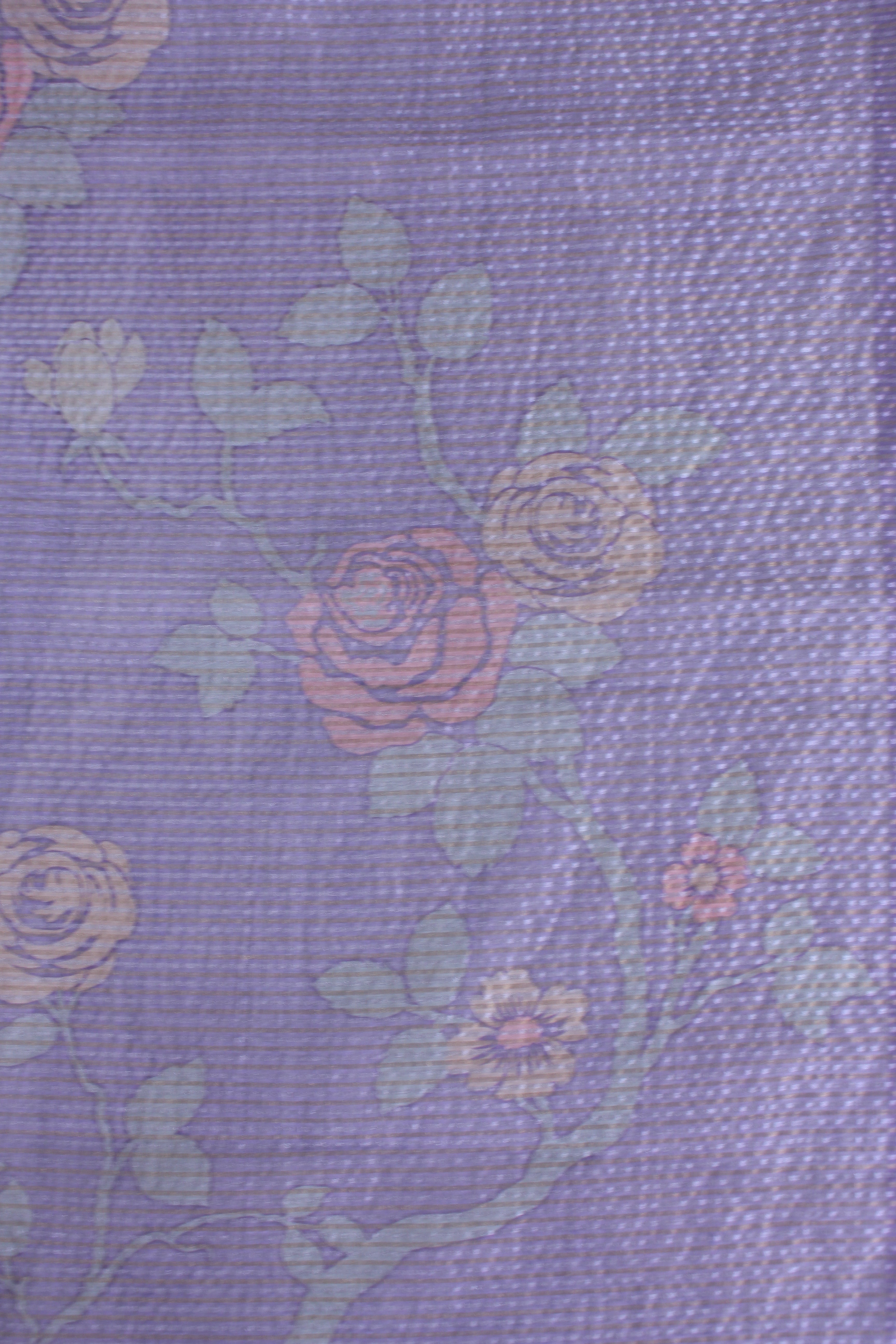 Lavender Garden Floral Hand Embroidery Unstitched Crush Link Daman Applique Fabric