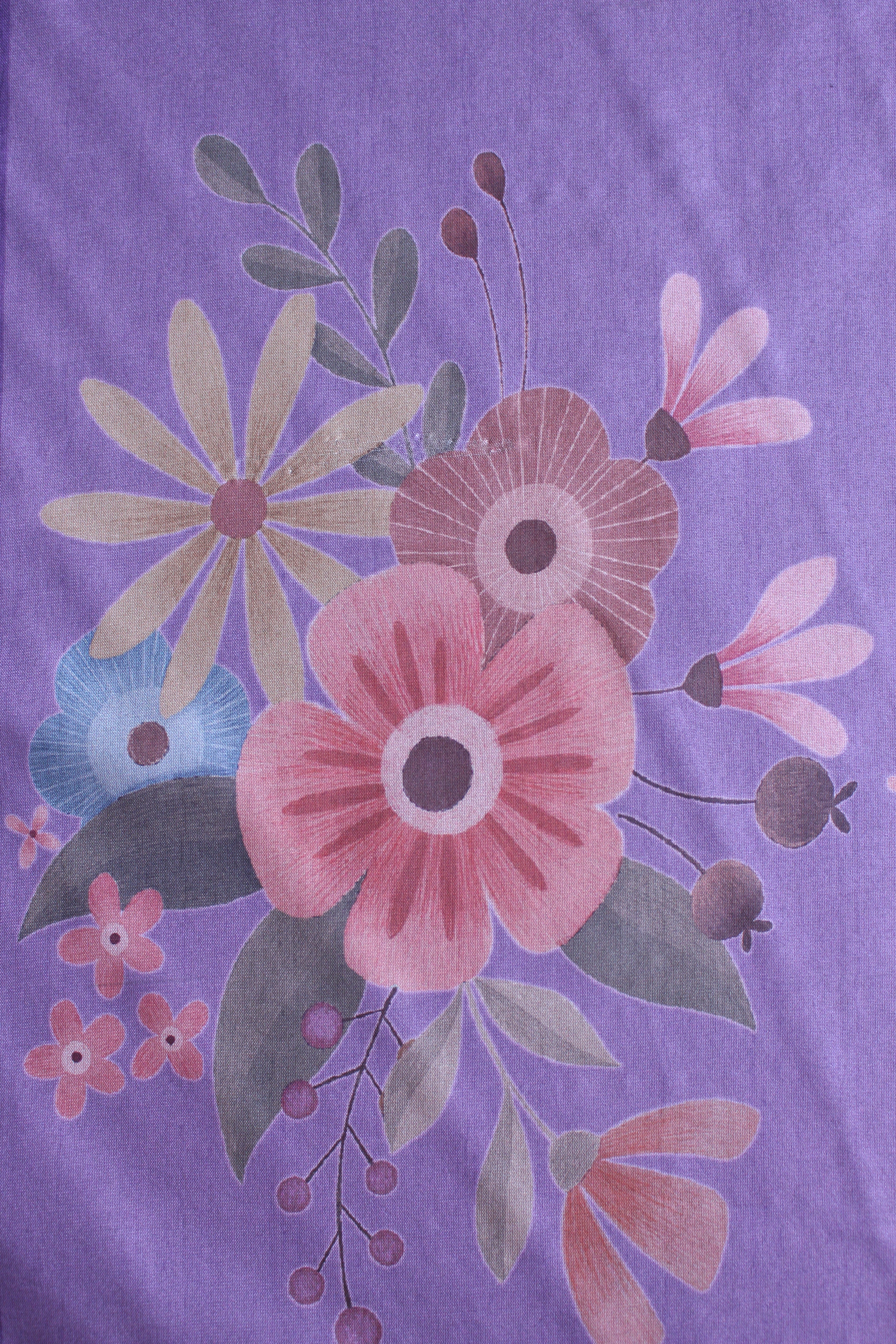 Lavender Hexa Border Shaded Blossom Unstitched Fabric