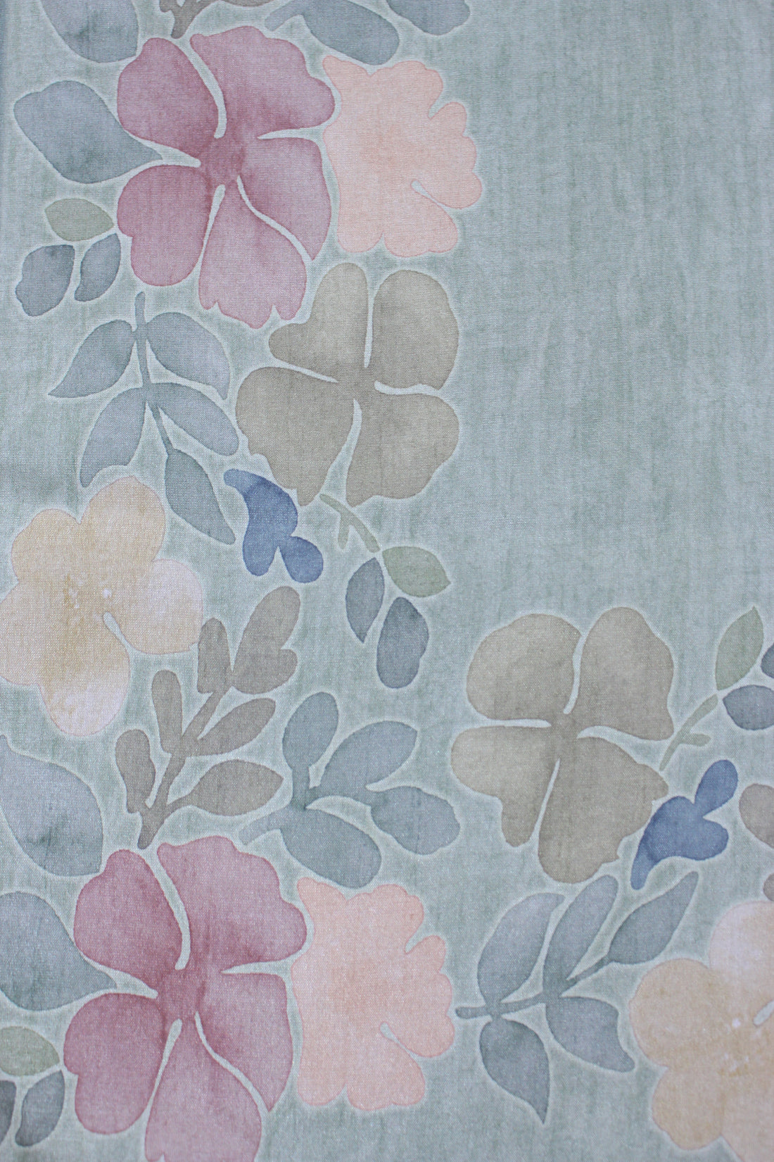 Green Satin Daman Check Floral Garden Unstitched Fabric