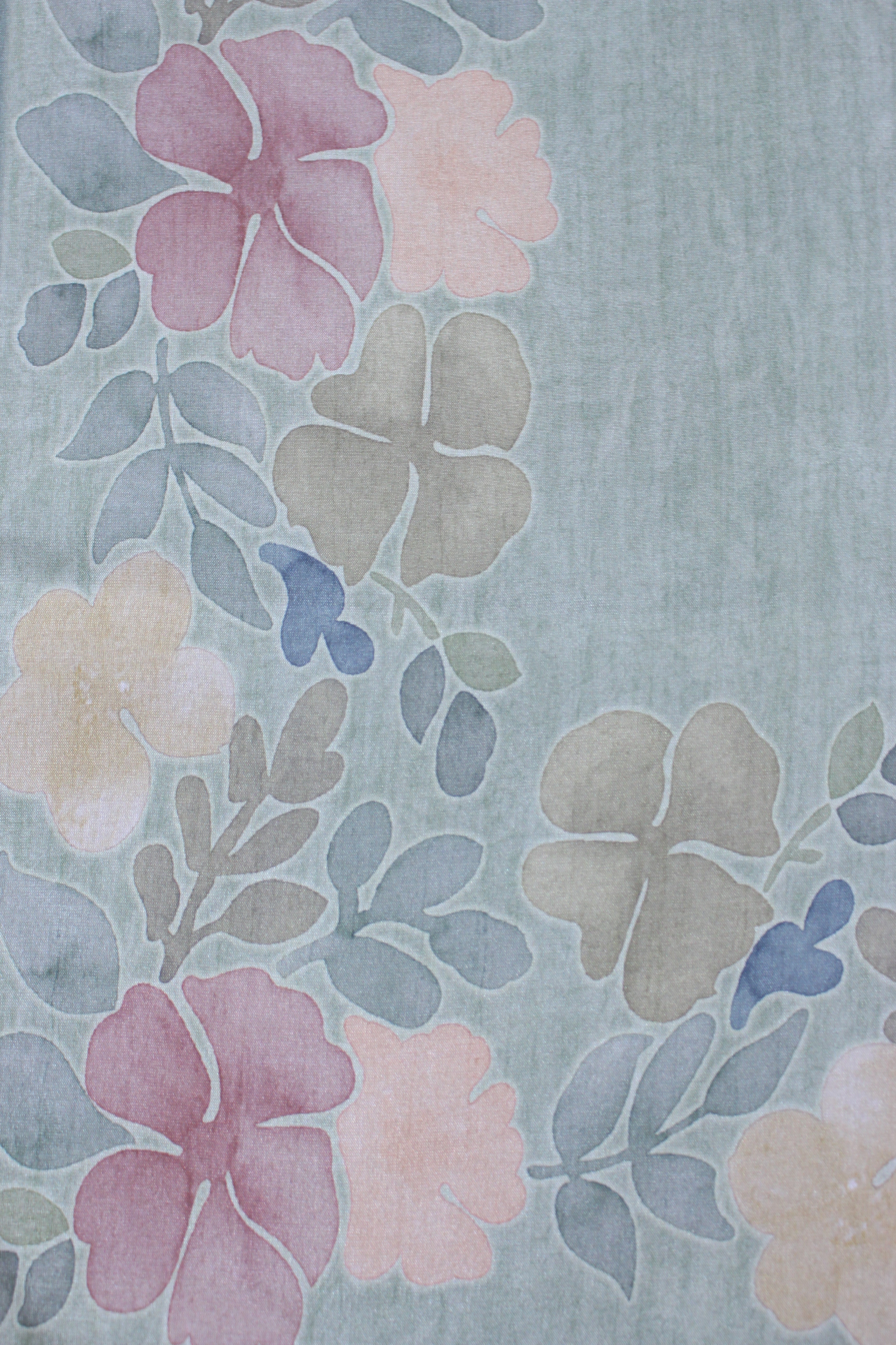 Green Satin Daman Check Floral Garden Unstitched Fabric