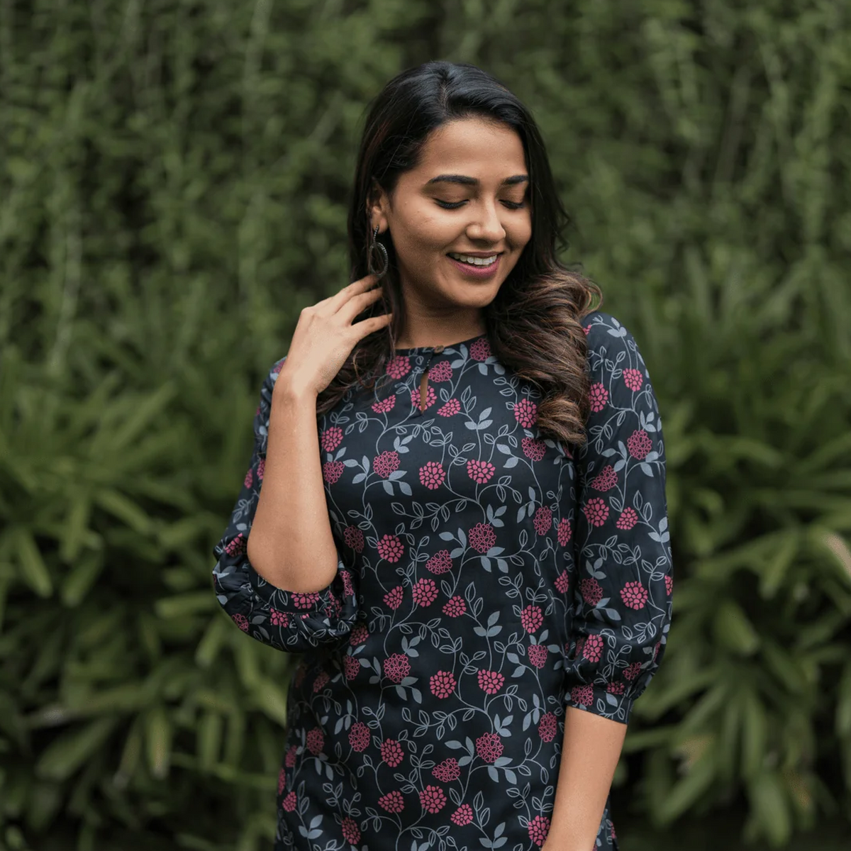 Black Blush Viscose Printed Kurta
