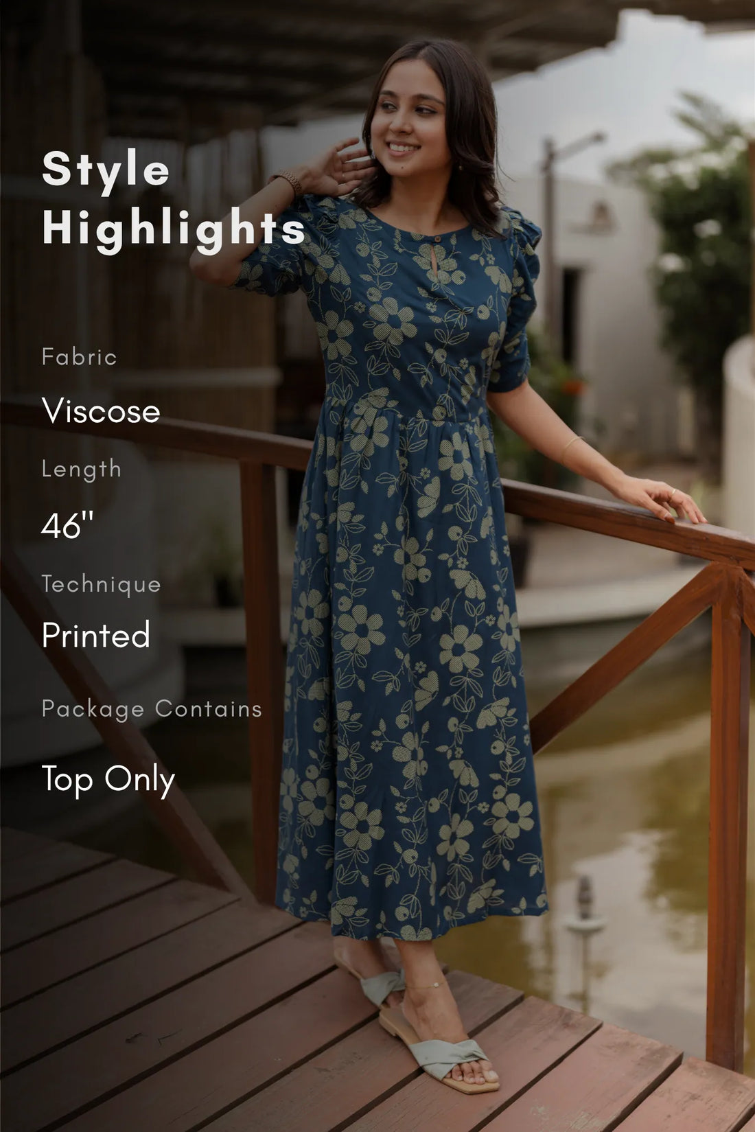Sage Meadow Floral Printed Umbrella Outfit