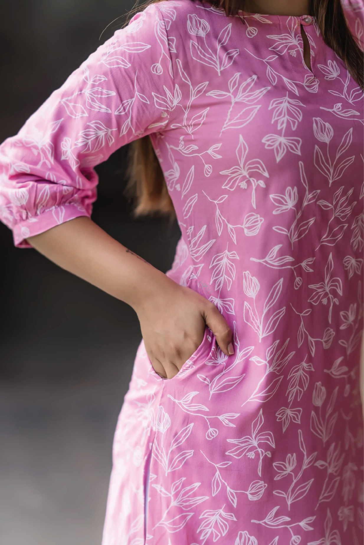 Pink Tulip Tale Viscose Printed Kurta