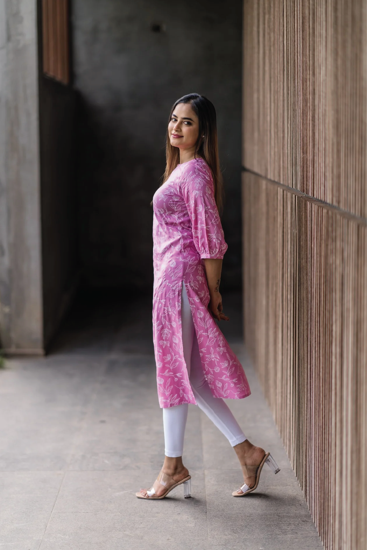 Pink Tulip Tale Viscose Printed Kurta