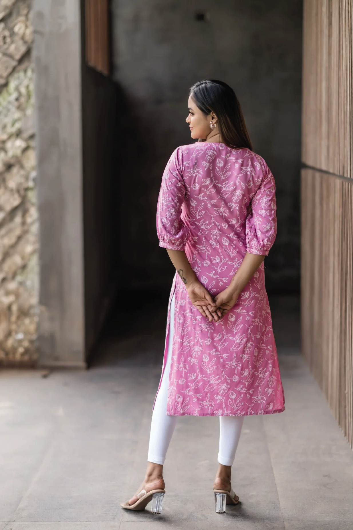 Pink Tulip Tale Viscose Printed Kurta