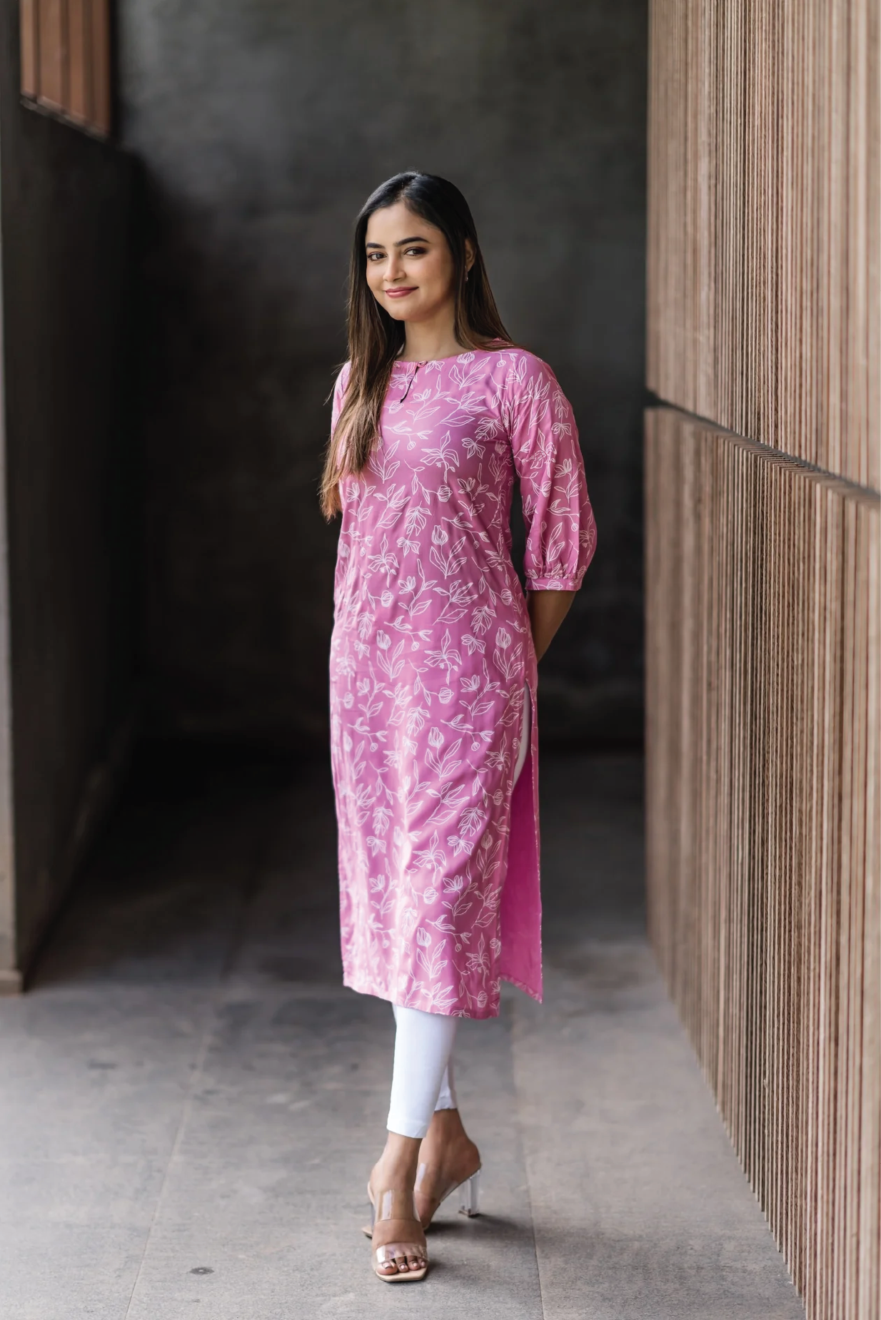 Pink Tulip Tale Viscose Printed Kurta