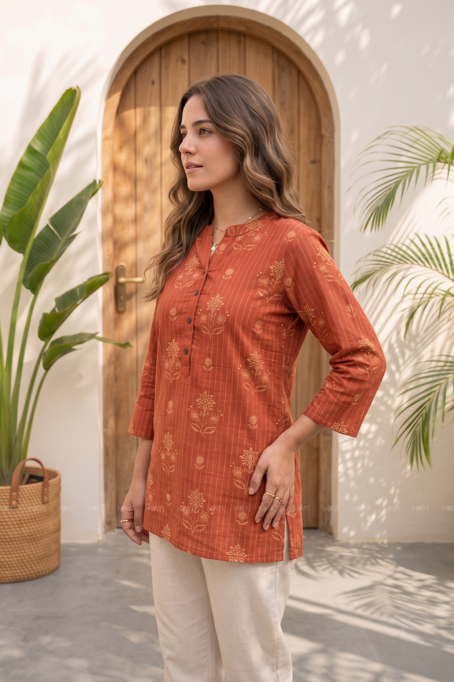 Rustic Blossom Printed Short Kurta