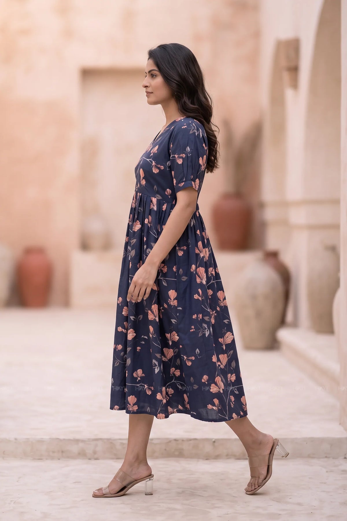 Calista Fern Navy Printed Maternity Maxi Dress