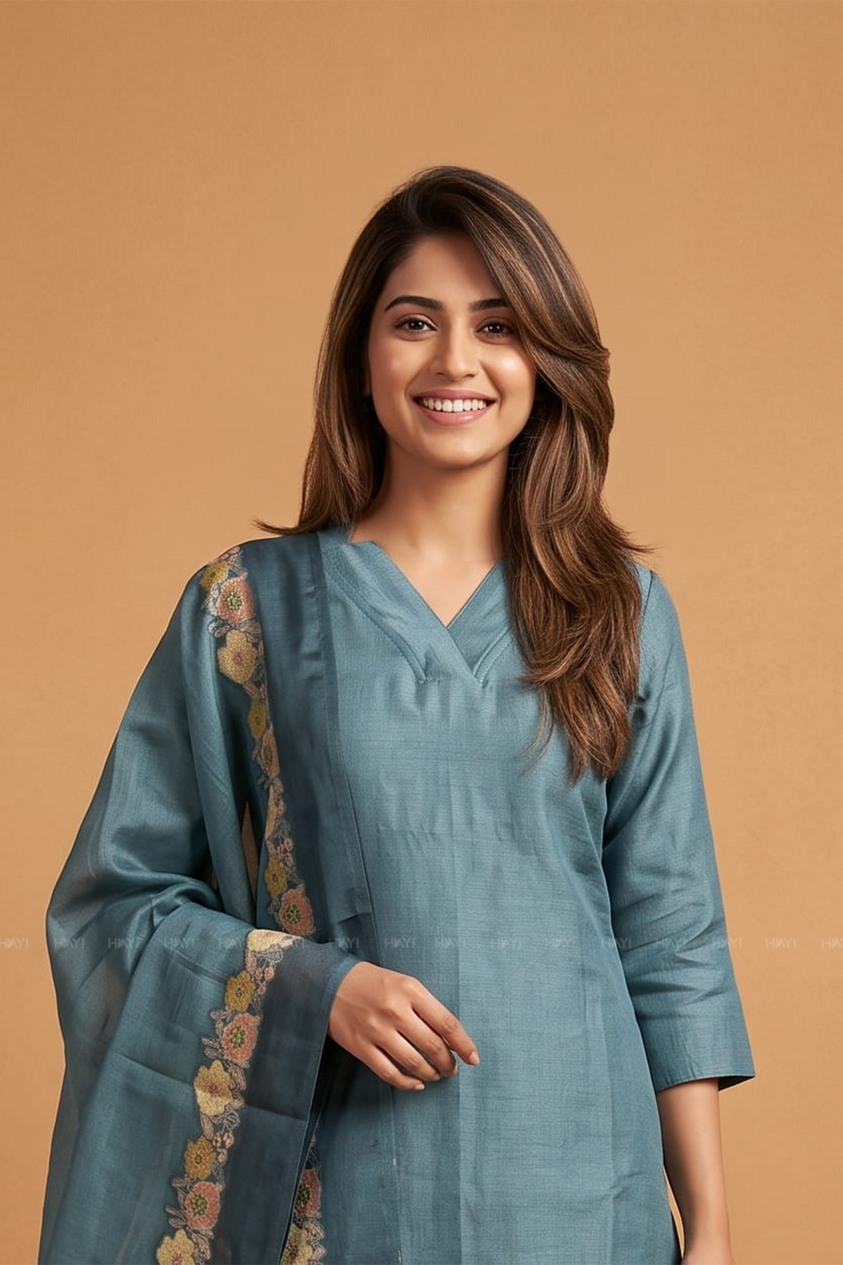 Nocturne Drift Embroidered 3 Piece Shimmer Tissue Blend Kurta Set with Dupatta