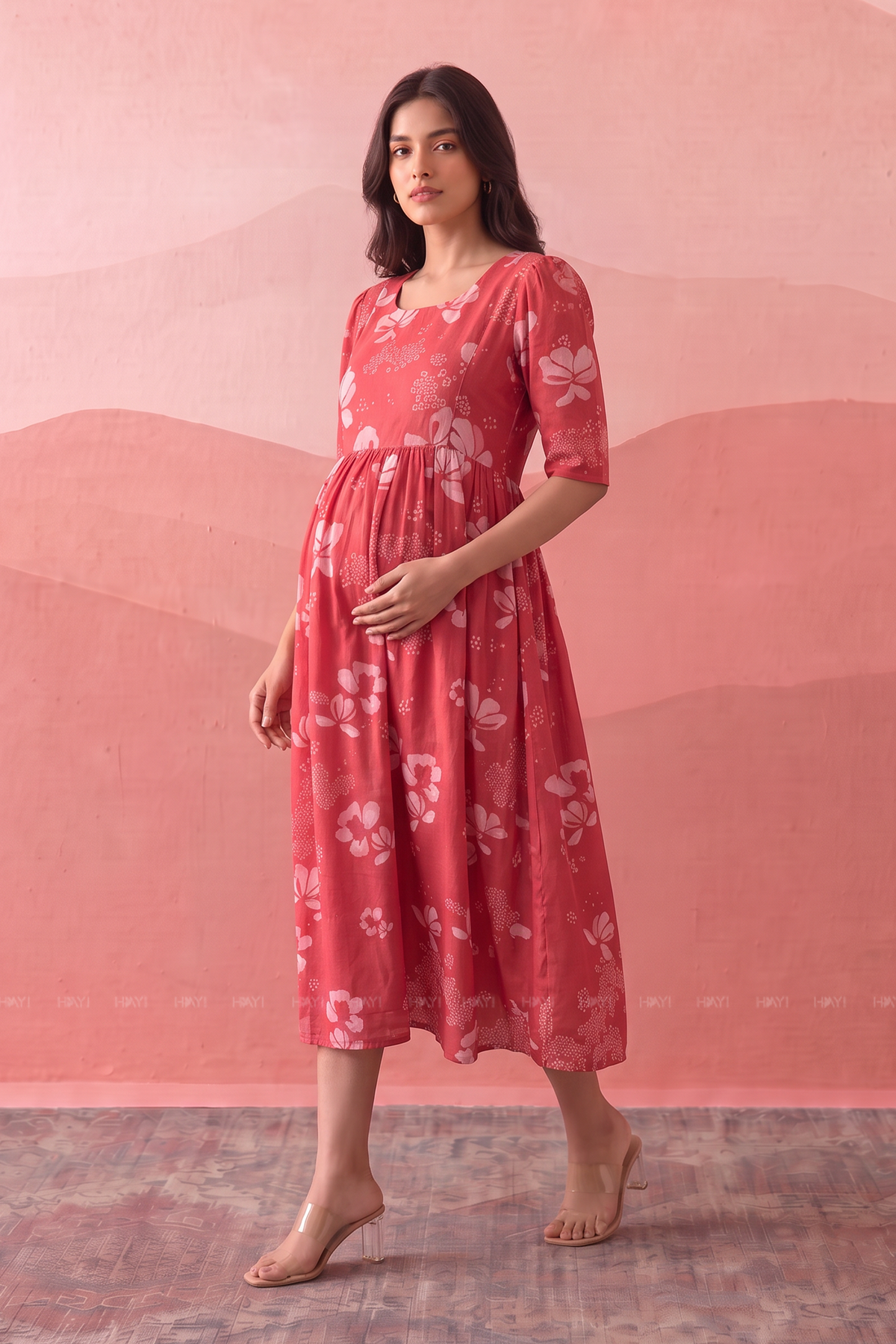Paisley Muse Pink Printed Maternity Maxi Dress