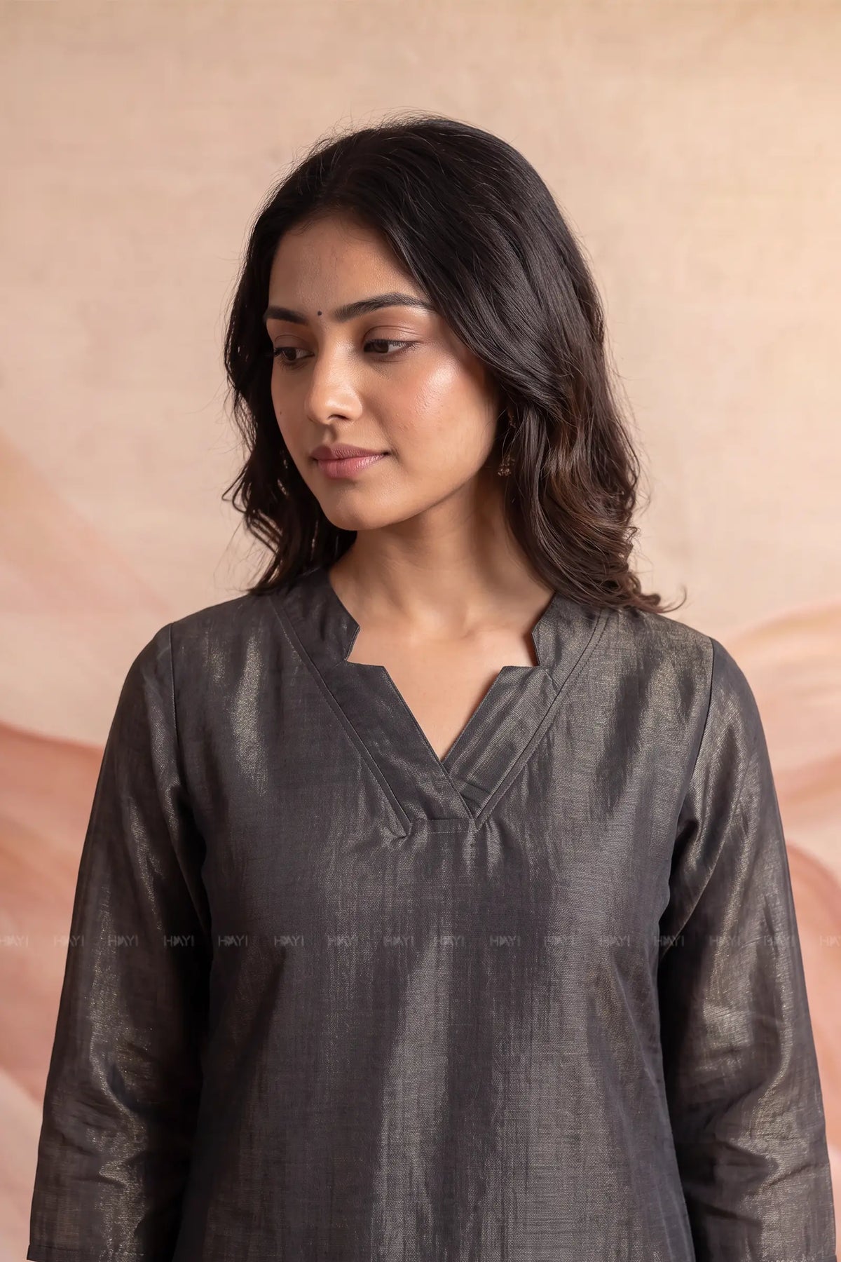 Celestial Drift Black Silk Blend 3-Piece Kurta Set with Dupatta