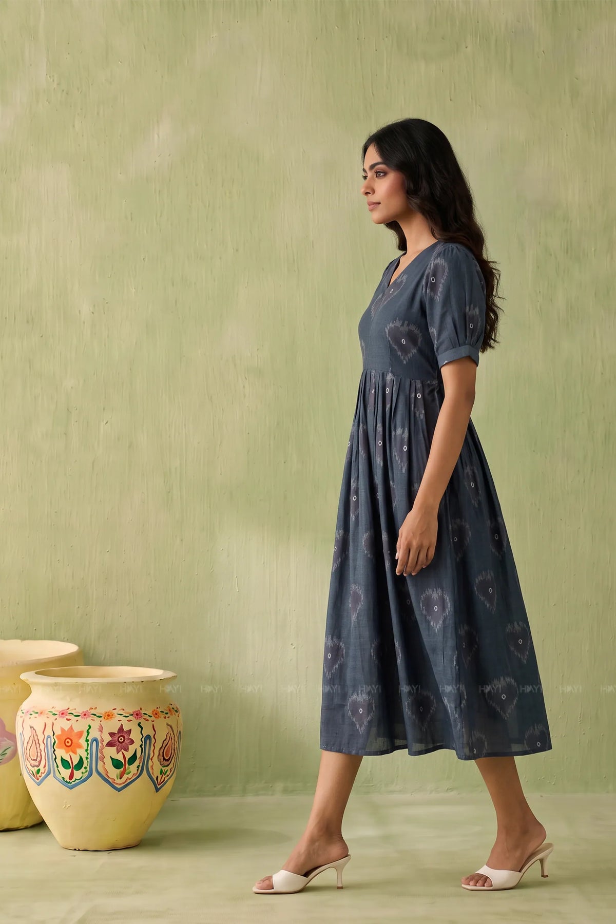 Folk Hearts Teal Printed Maternity Maxi Dress