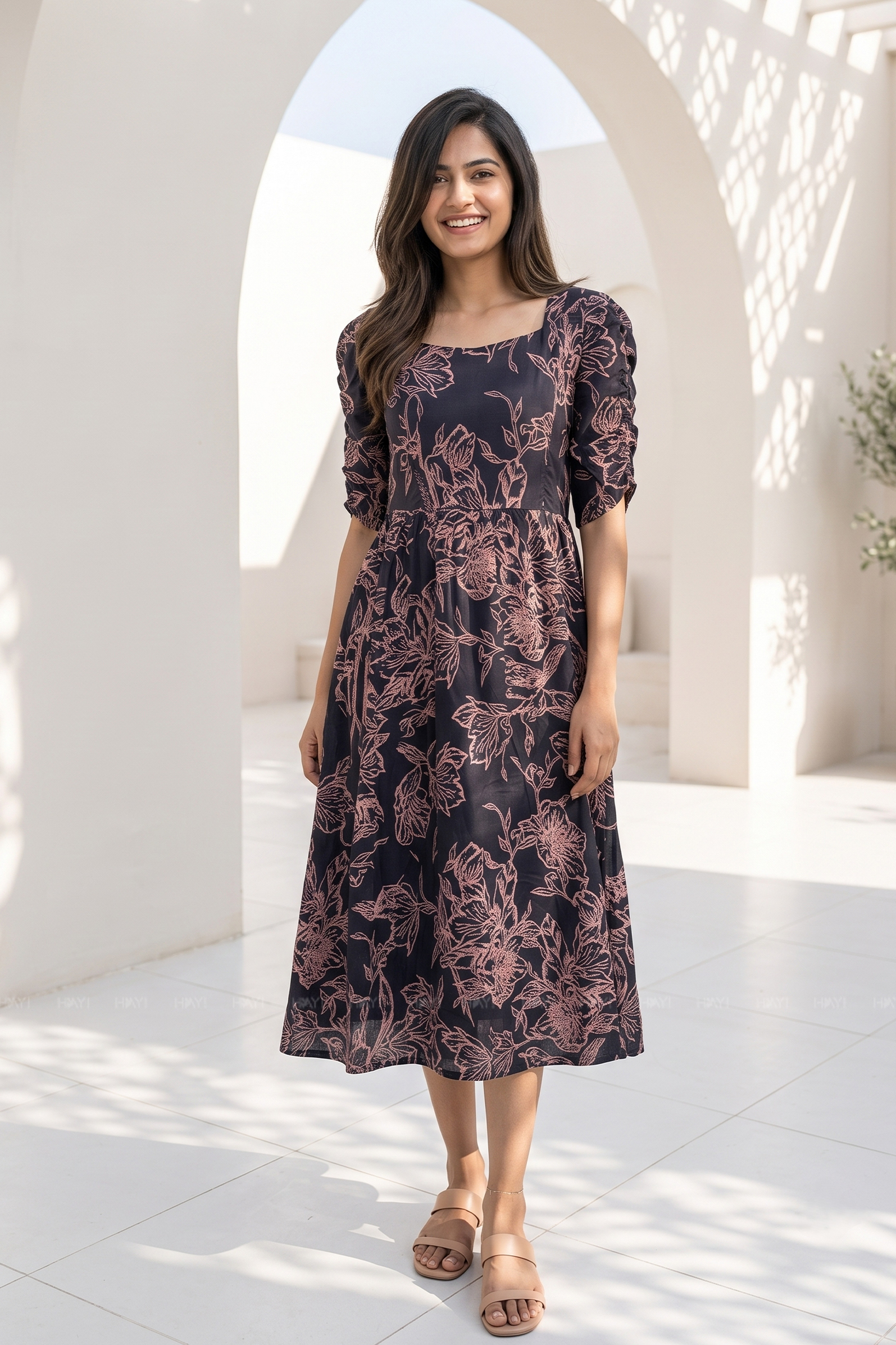 Cocoa Charm Brown Floral Printed Maternity & Feeding Maxi Dress