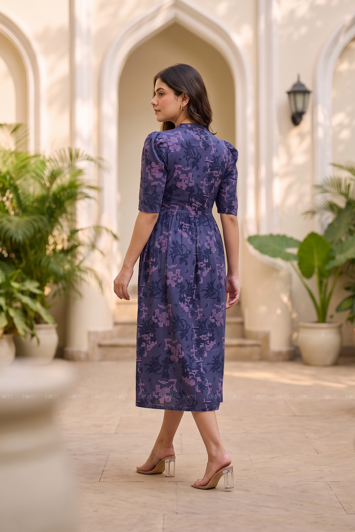 Blue Symphony Printed Maternity and Feeding Maxi Dress