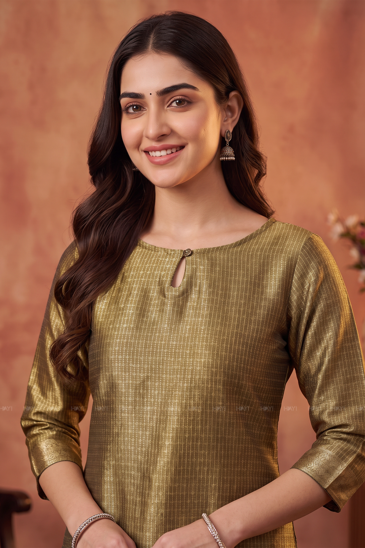 Gilded Meadow Golden Yellow Silk Blend Jacquard 2-Piece Set