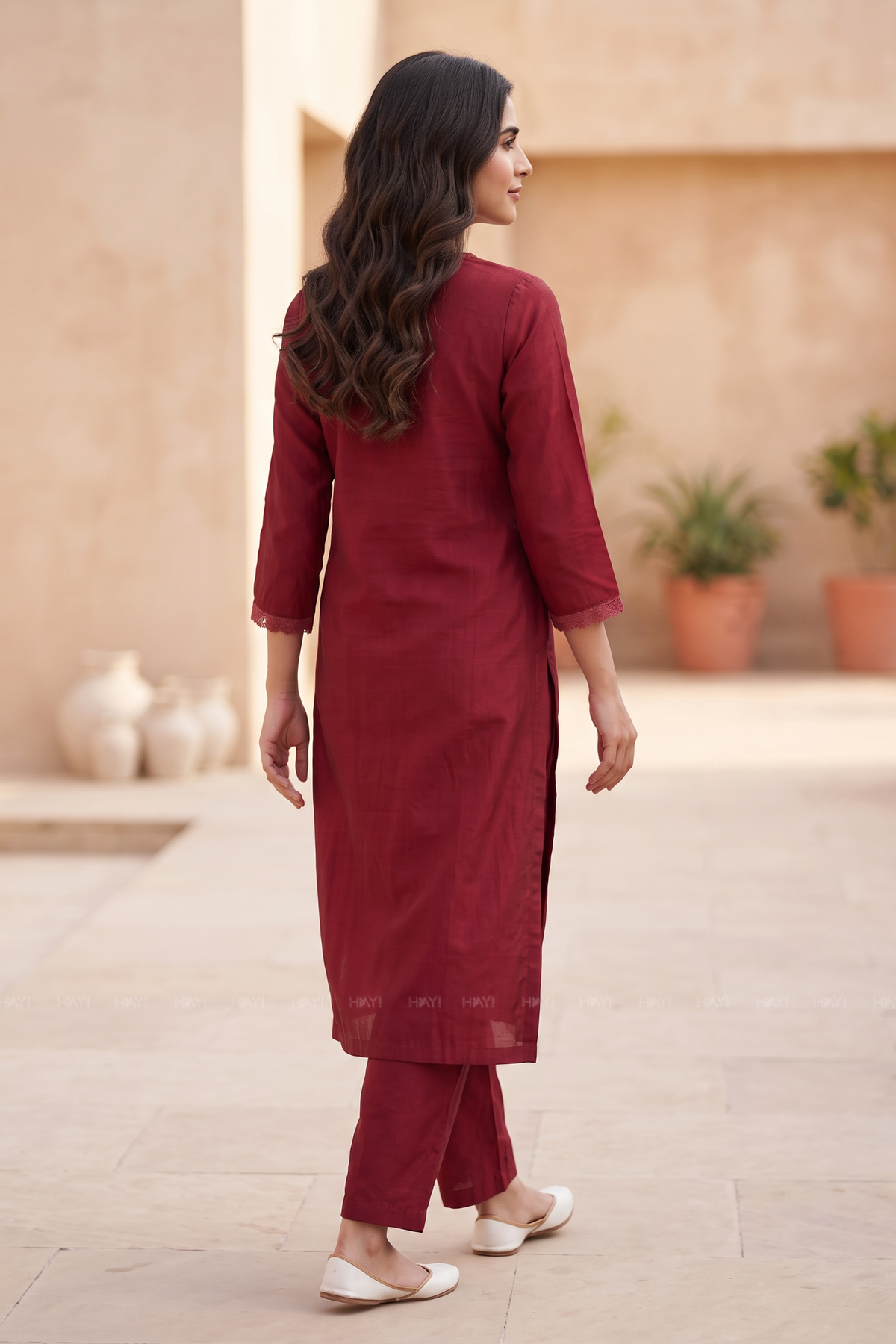 Althea Paisley Red Silk Blend Embroidered 3-Piece Kurta Set