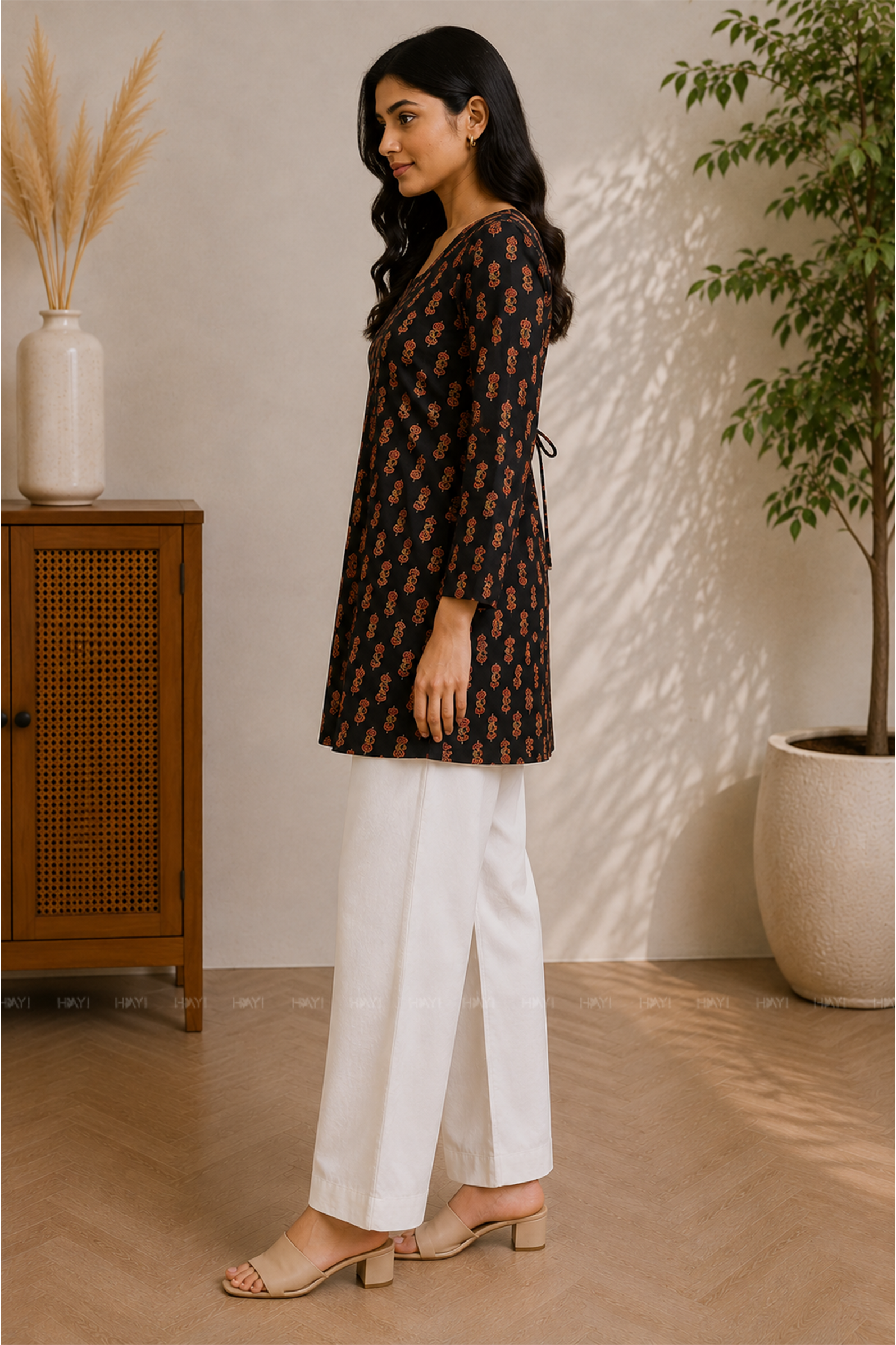 Chestnut Chic Printed Short Kurta