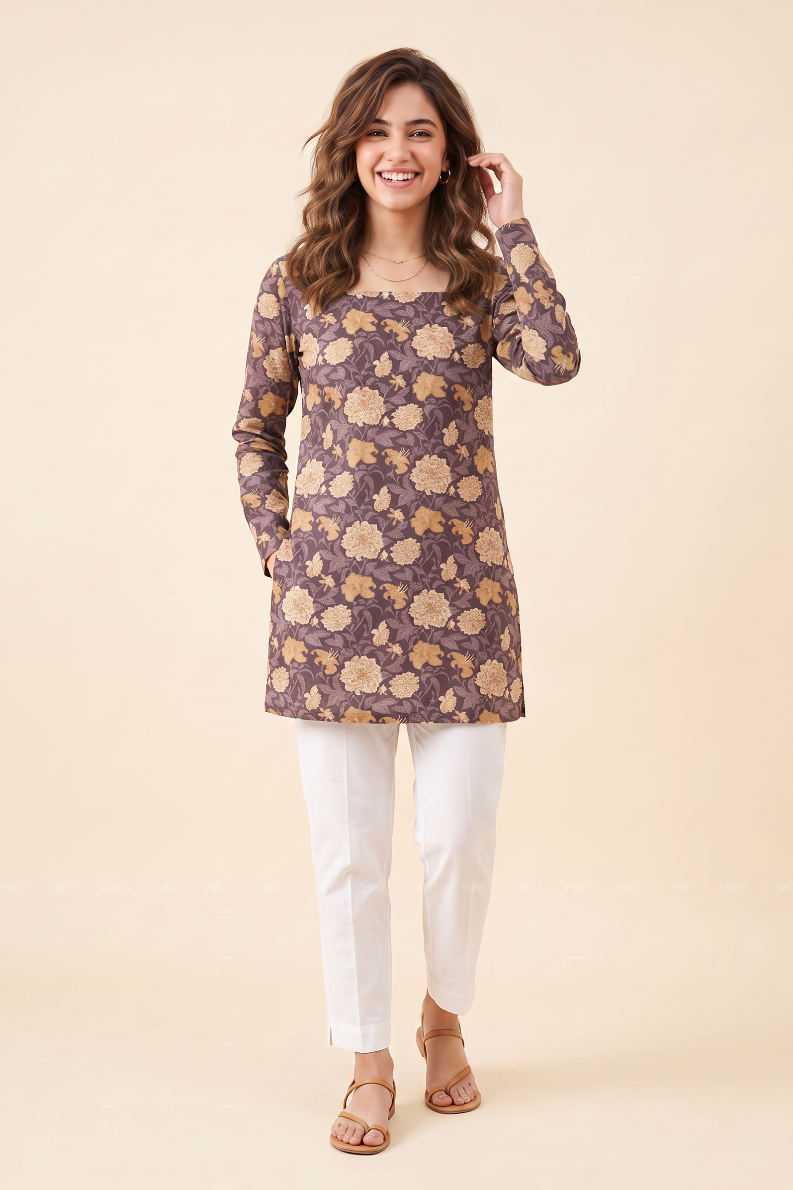 Amber Petal Printed Short Kurta