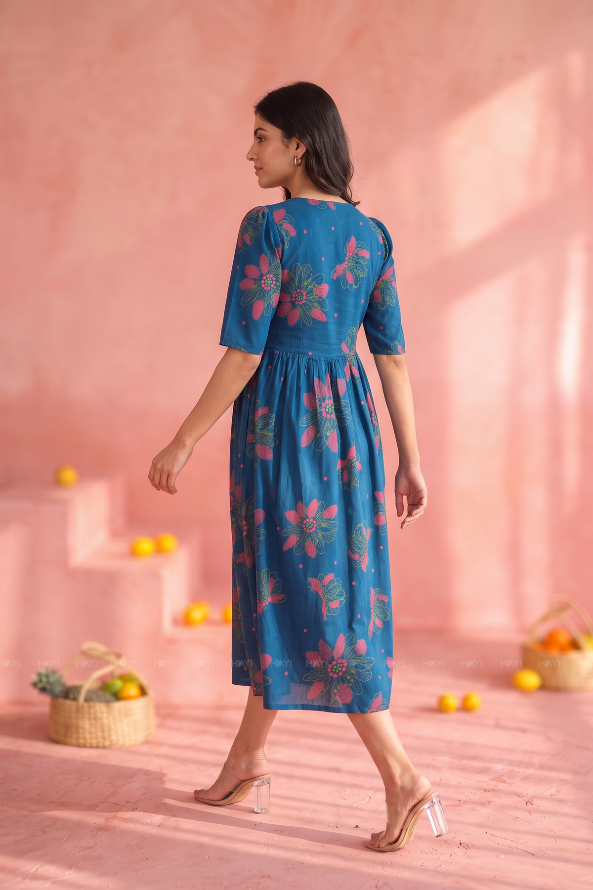 Bloom Tide Teal Floral Printed Maternity Maxi Dress