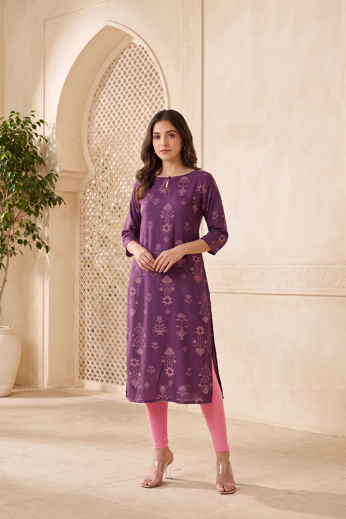 Vionora Violet Printed Viscose Kurta