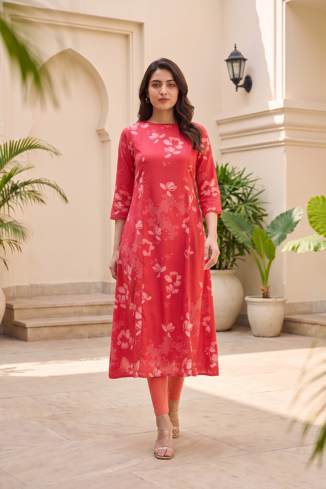 Pink Reverie Floral Printed A-Line Outfit