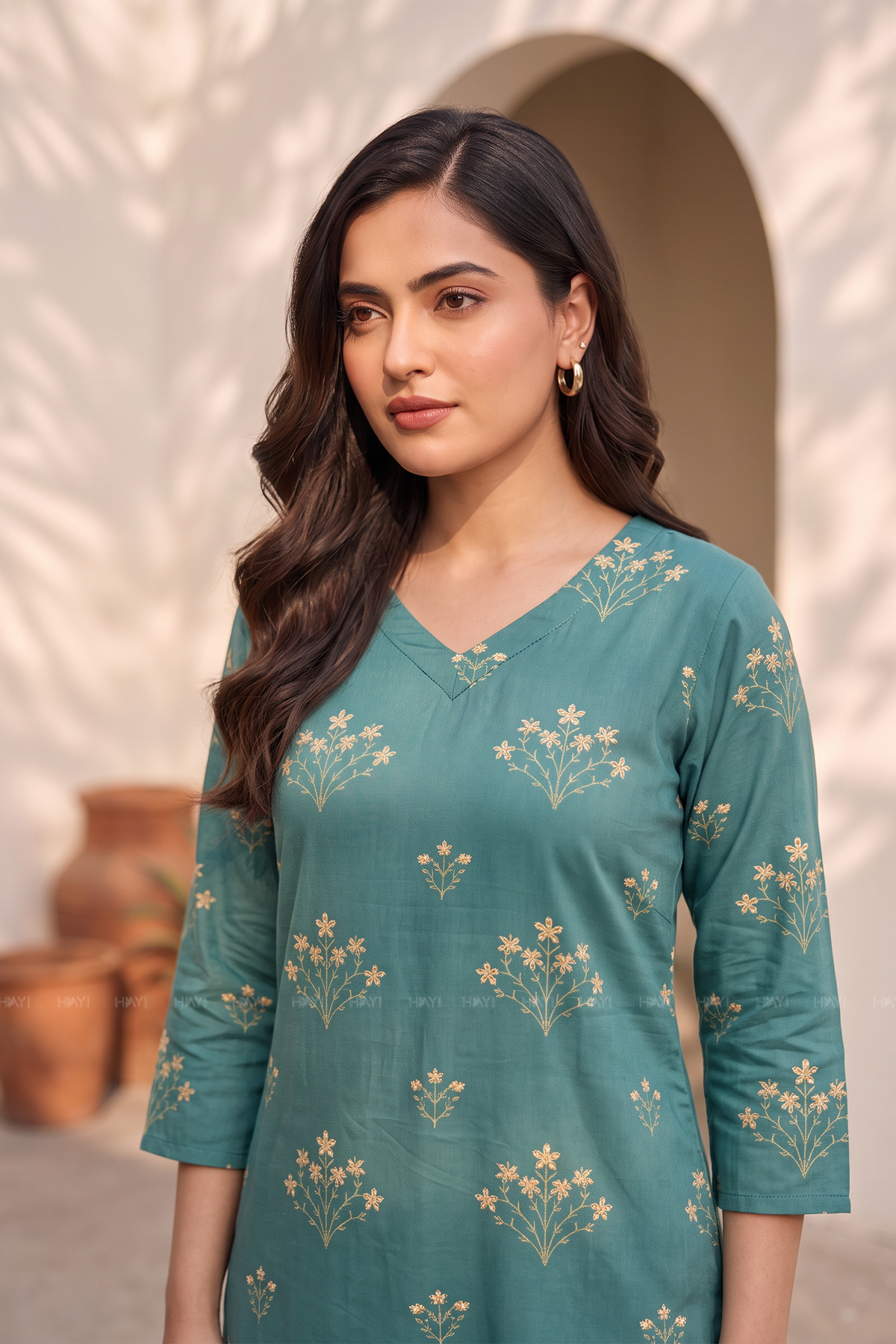 Floral Sage Floral Printed Straight Kurta