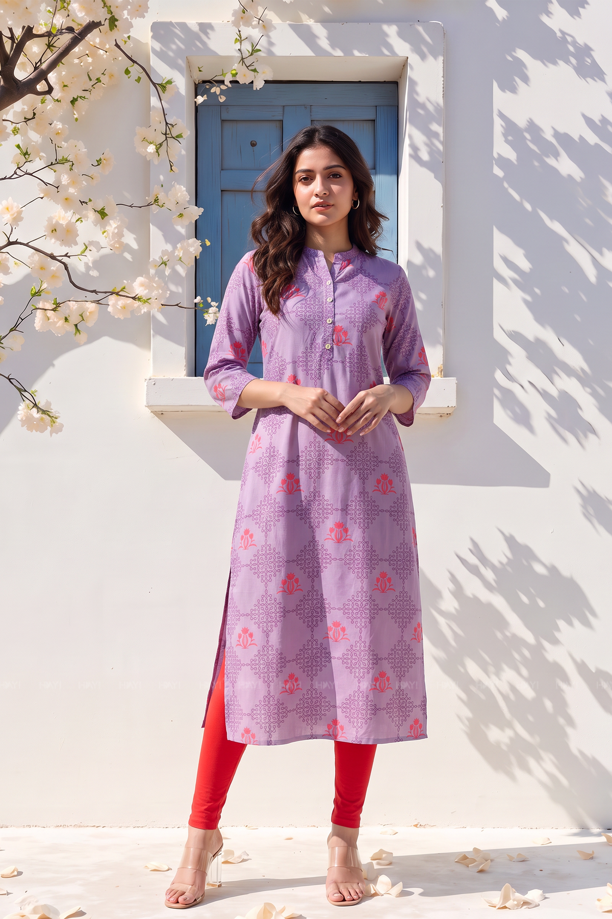 Floral Reverie Lavender Viscose Printed Kurta
