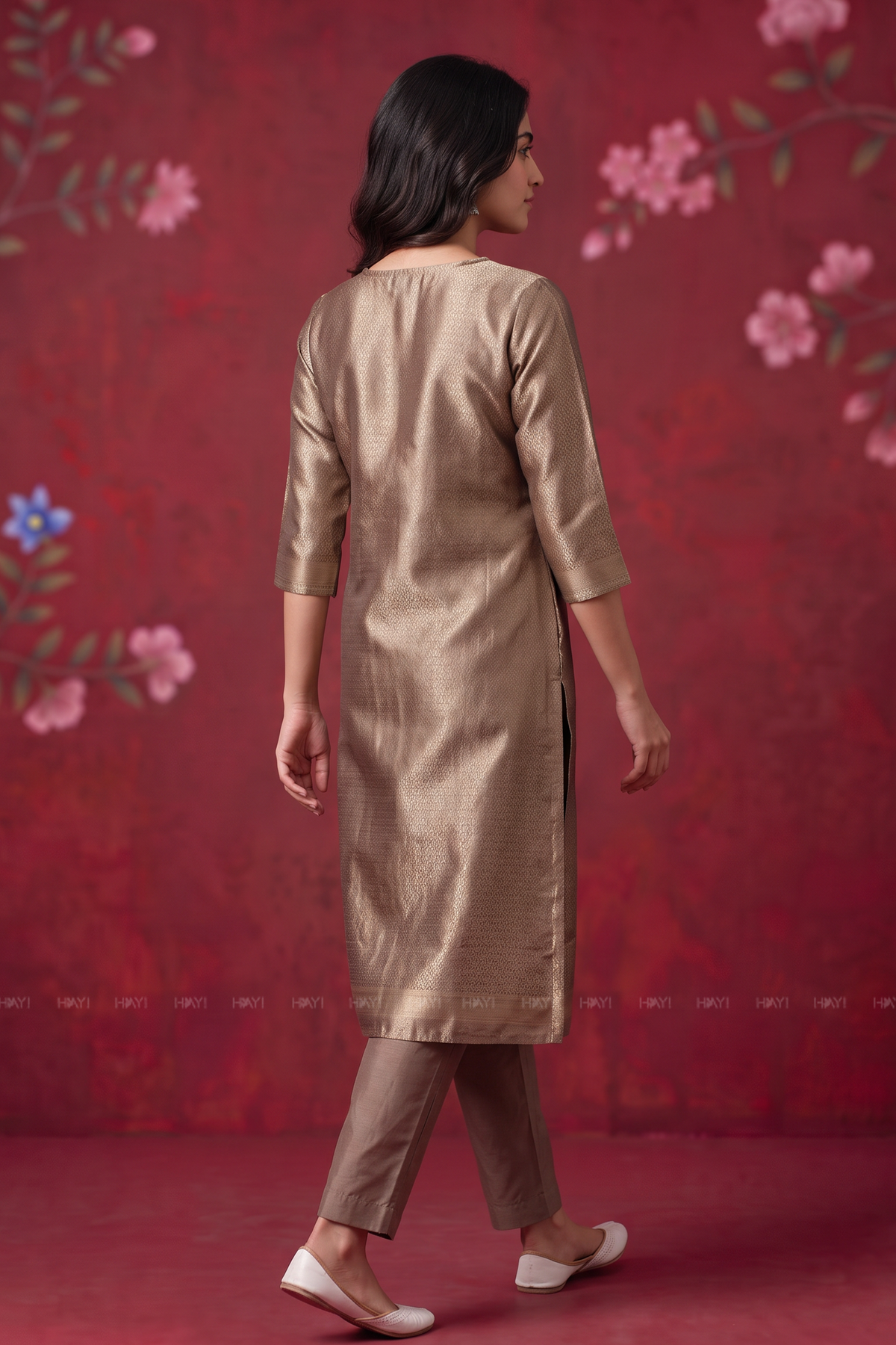 Serena Petals Silk Blend Jacquard 2-Piece Straight Kurta Set