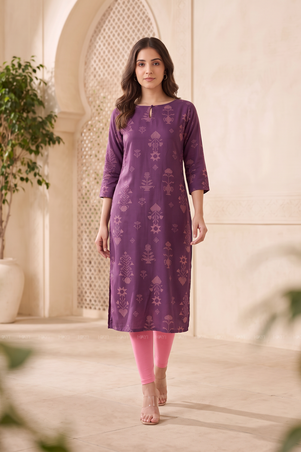 Vionora Violet Printed Viscose Kurta