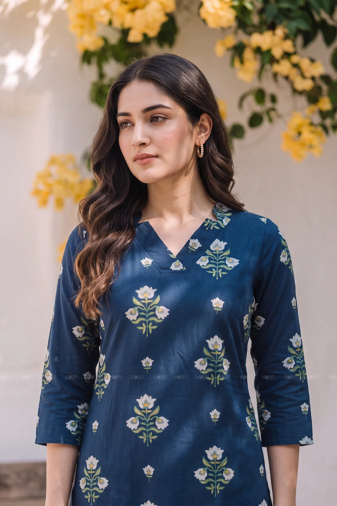 Heritage Bloom Navy Blue Floral Printed Viscose Kurta