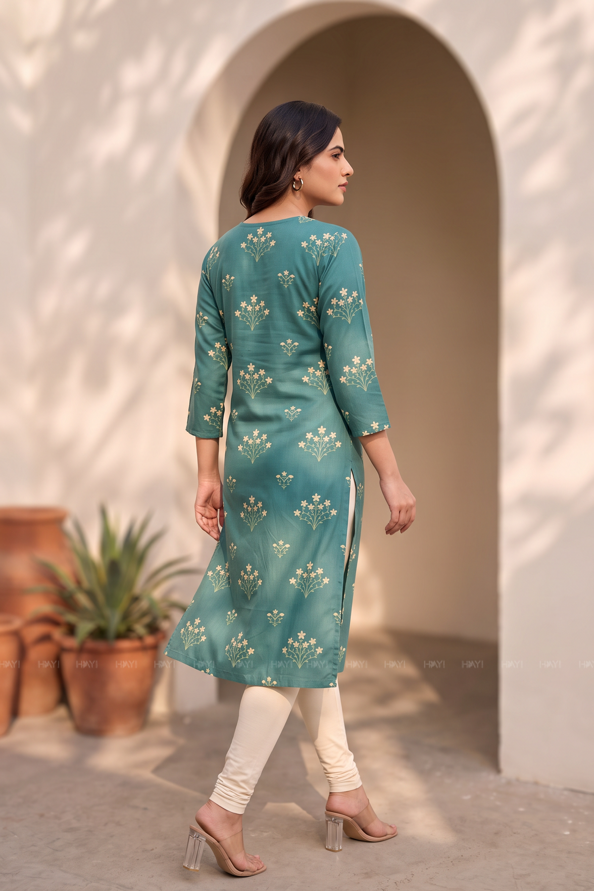 Floral Sage Floral Printed Straight Kurta