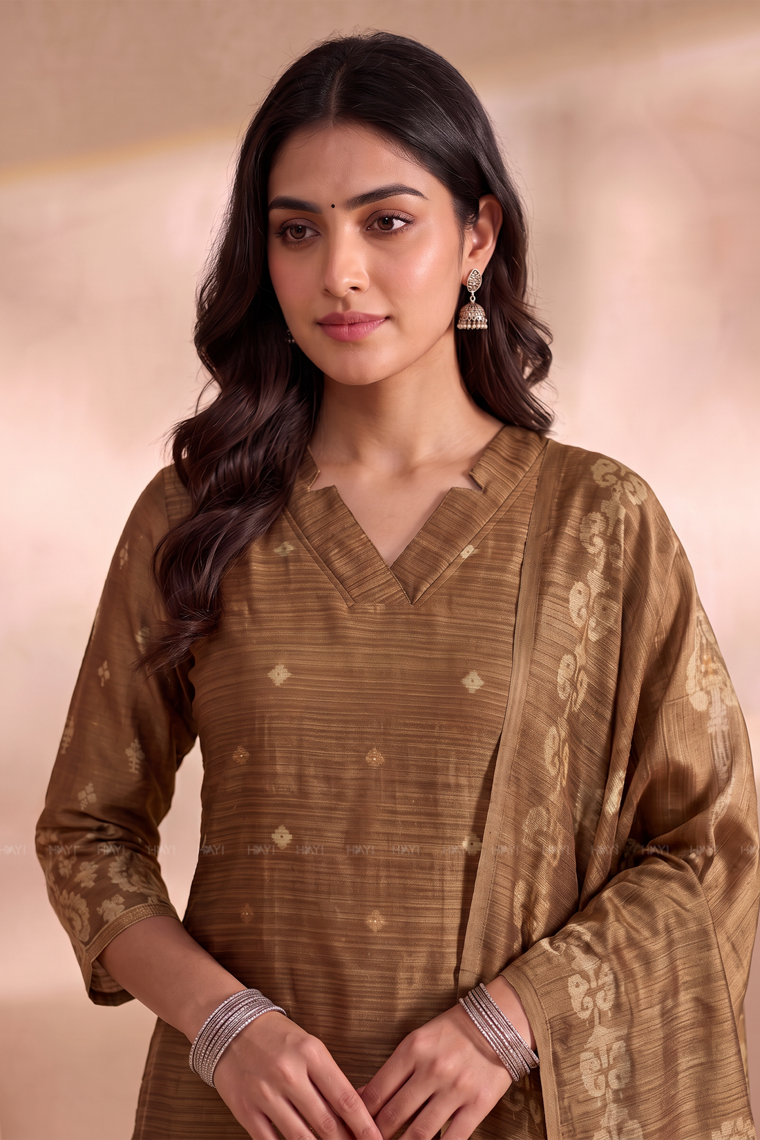 Oakwood Elegance Golden Yellow Silk Blend Printed 3-Piece Kurta Set