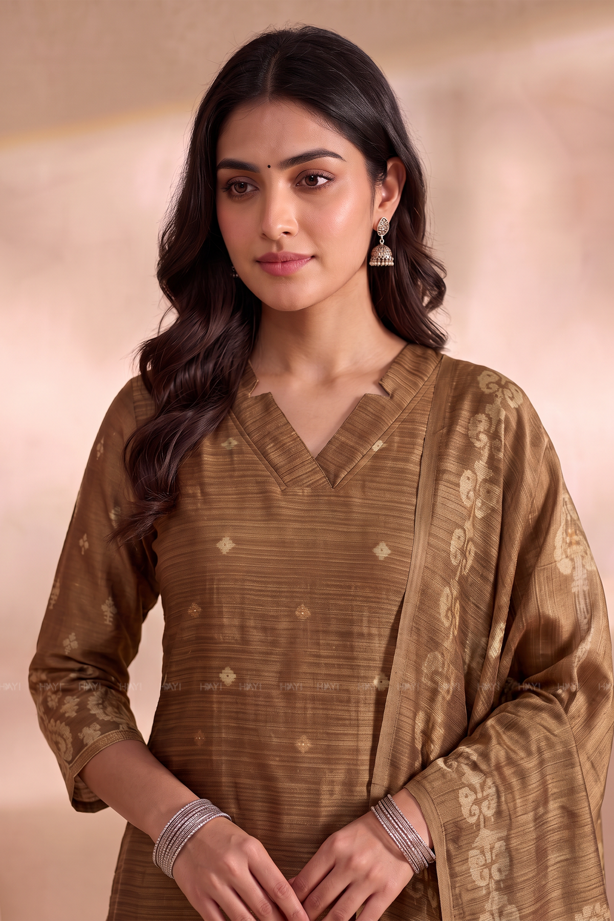 Oakwood Elegance Golden Yellow Silk Blend Printed 3-Piece Kurta Set