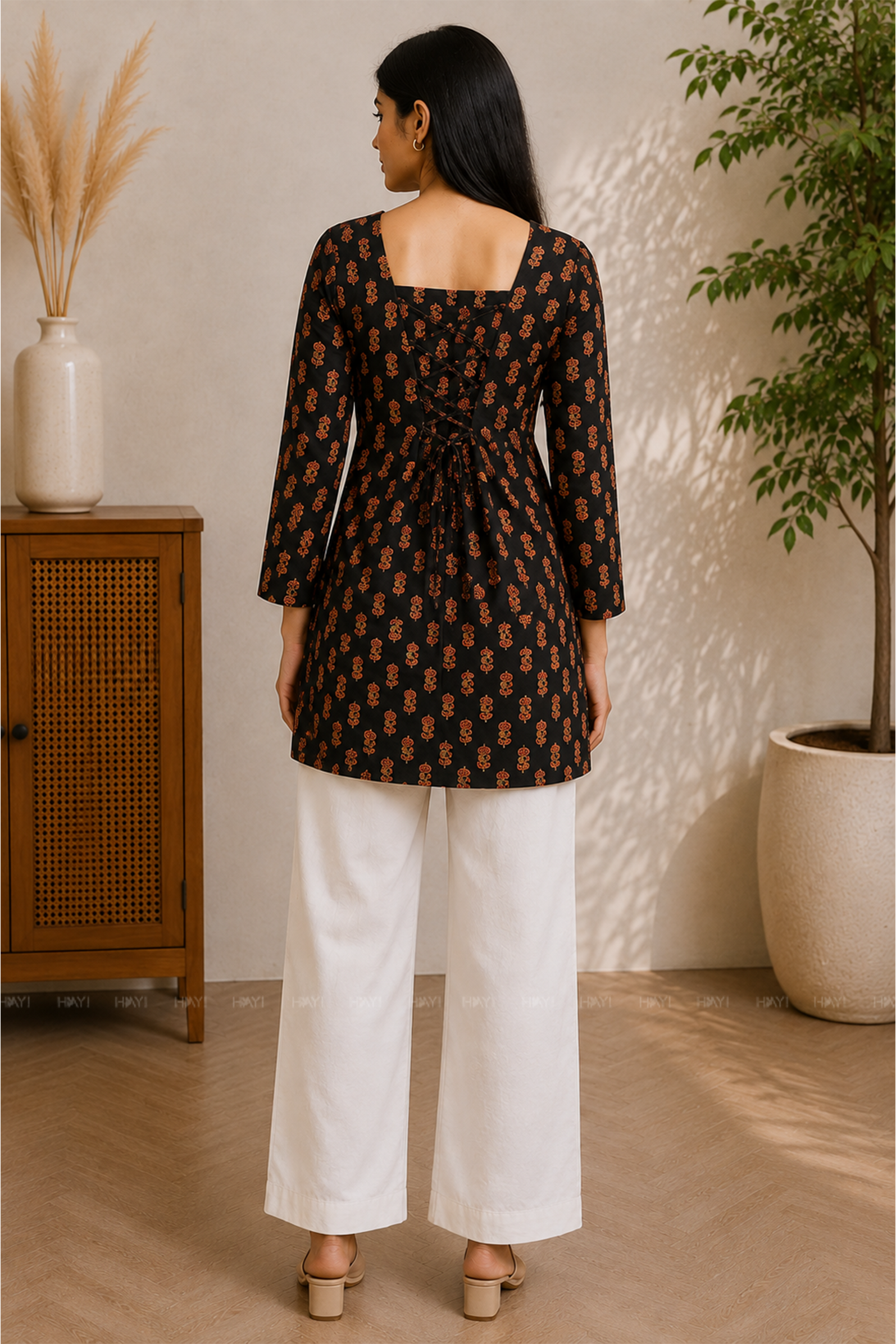Chestnut Chic Printed Short Kurta