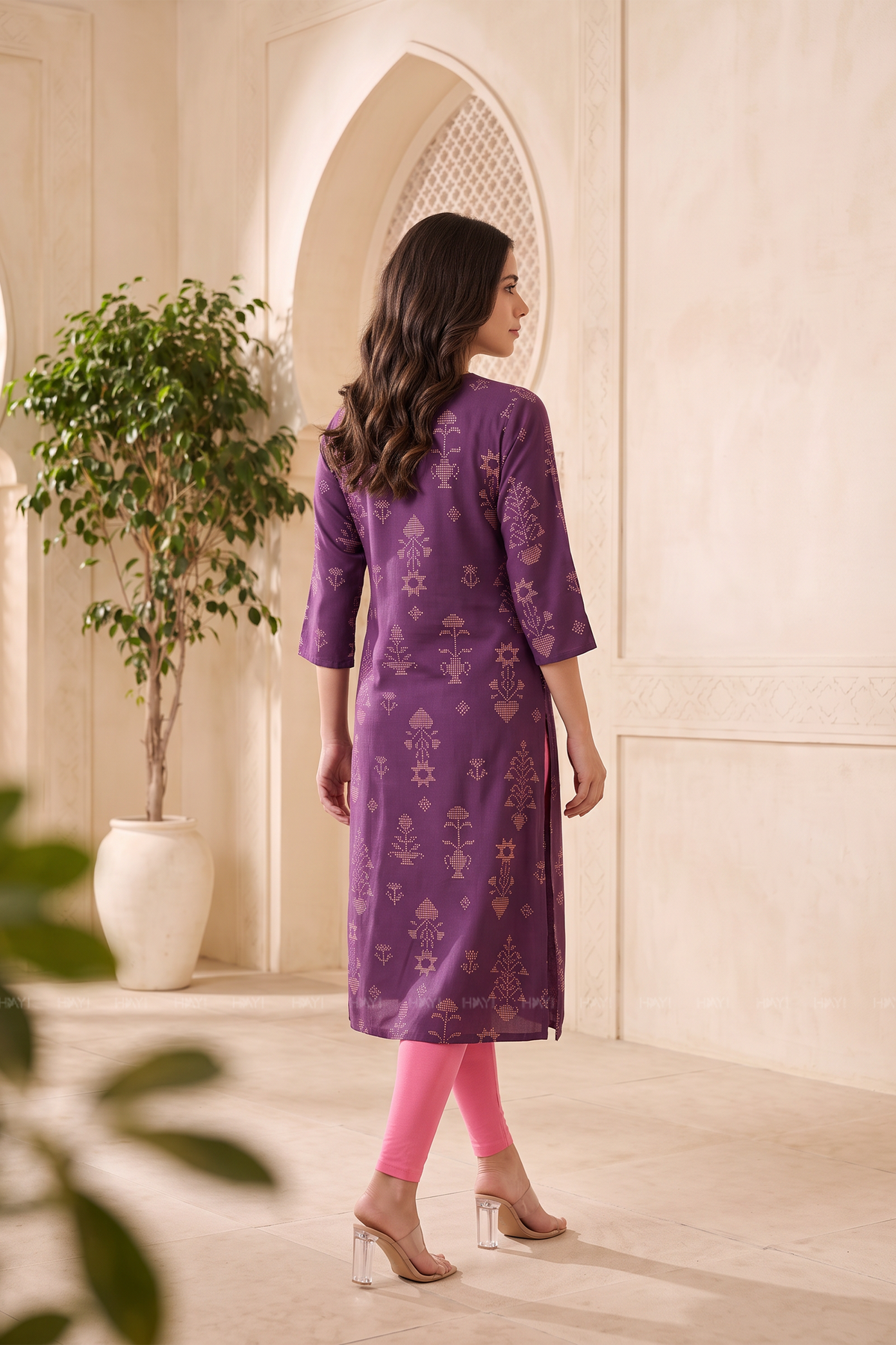 Vionora Violet Printed Viscose Kurta