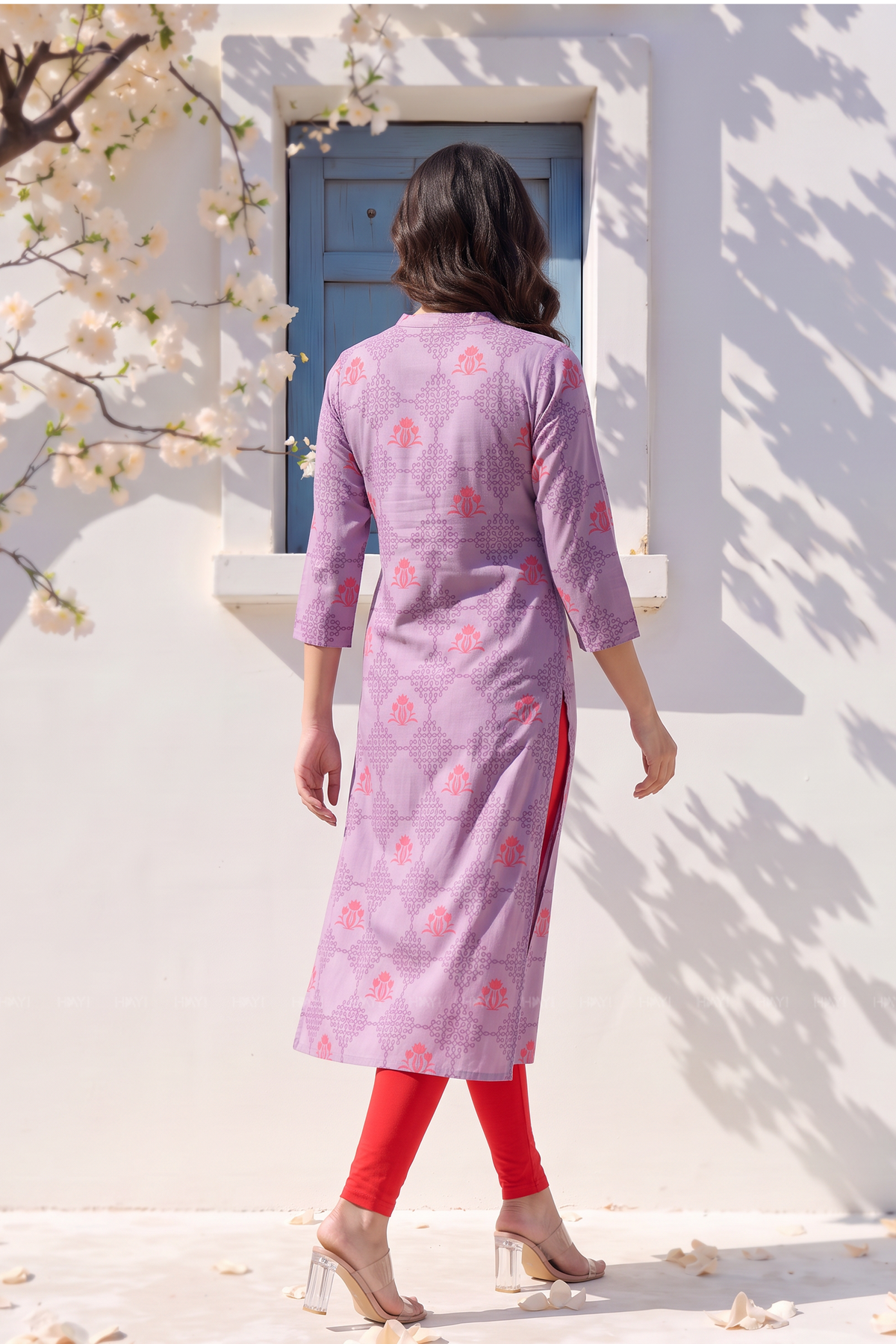 Floral Reverie Lavender Viscose Printed Kurta