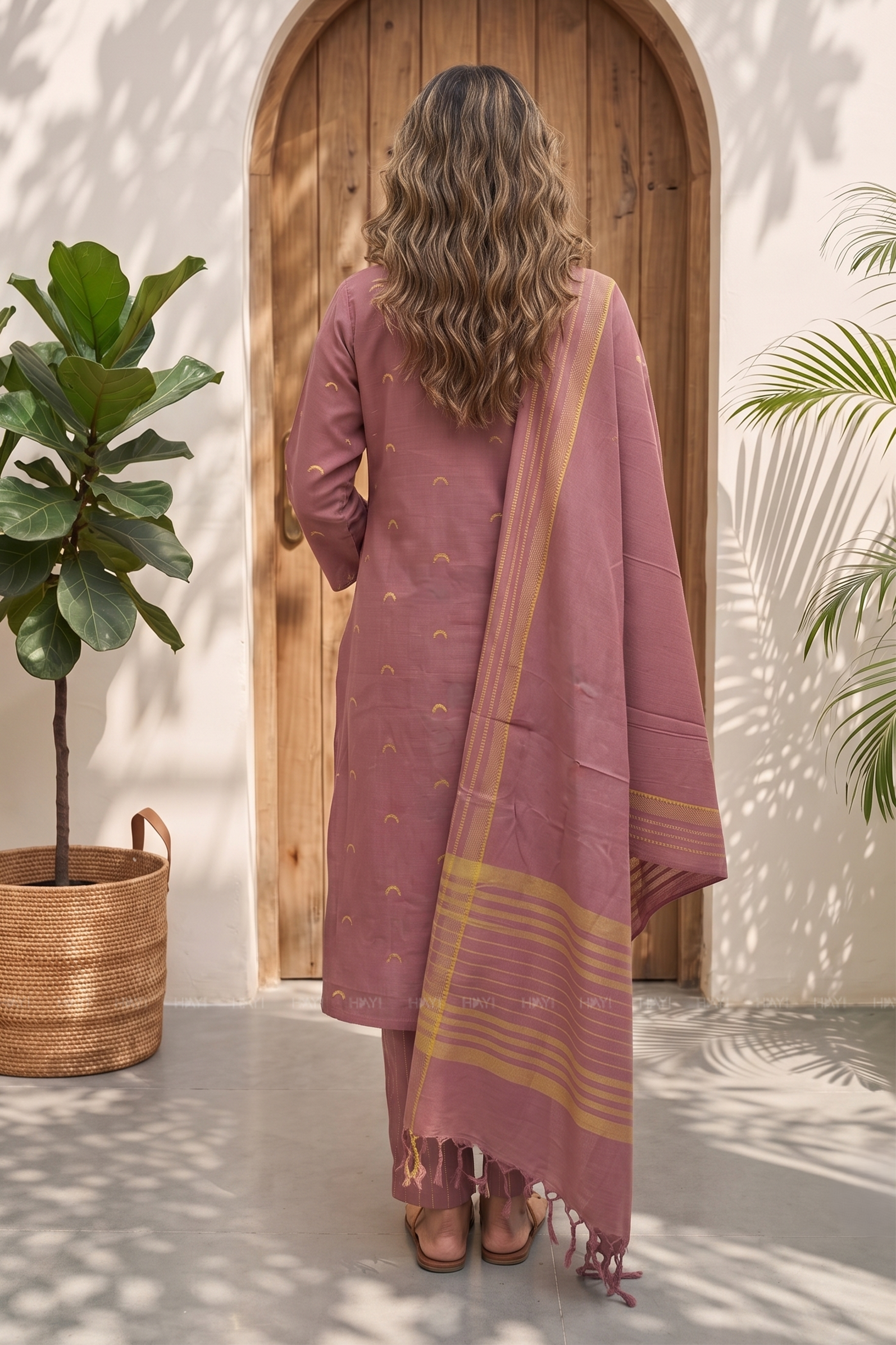 Plum Aura Pink Printed 3 Piece Kurta Set