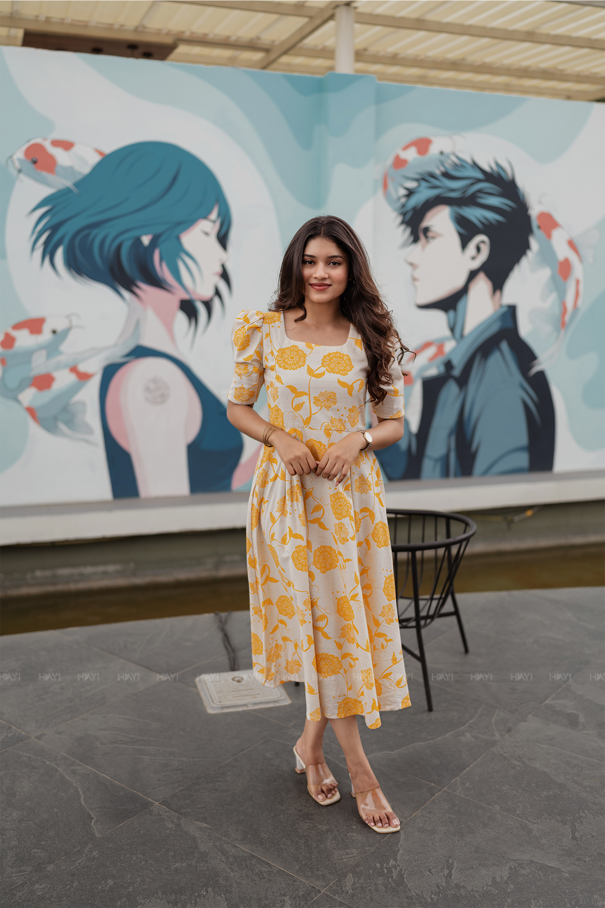 Enchant Melody Off-White floral Printed Umbrella Outfit