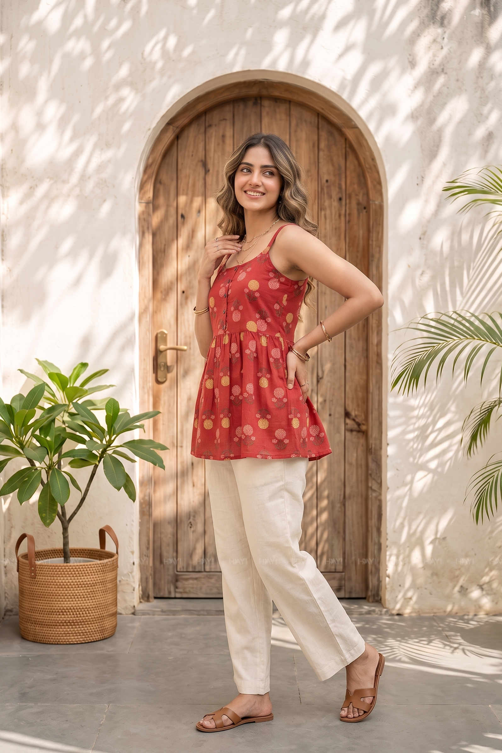 Rosette Charm Printed Short Kurta