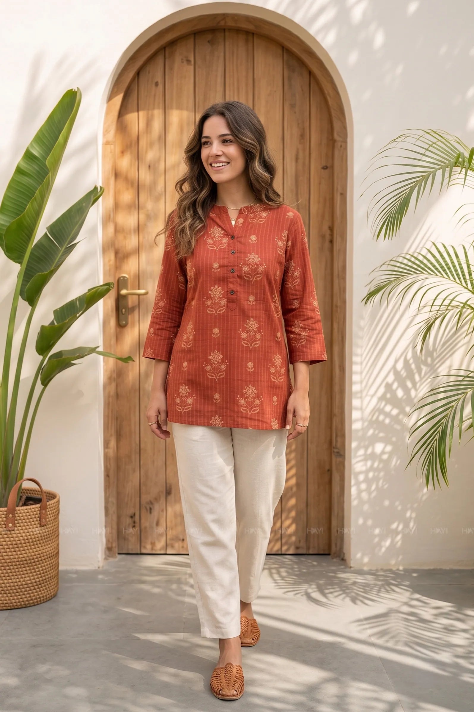 Rustic Blossom Printed Short Kurta