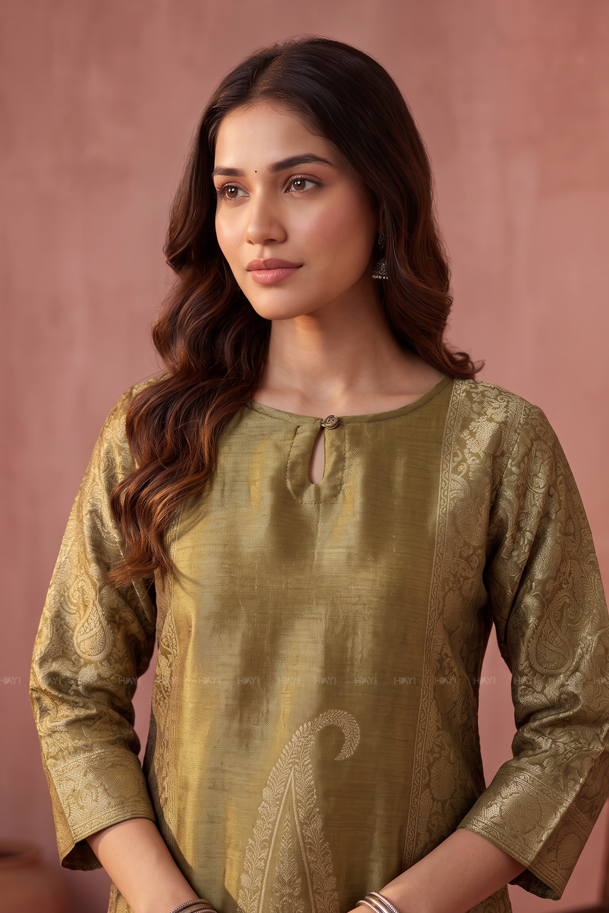 Floral Medallion Silk Blend Jacquard 2-Piece Straight Kurta Set