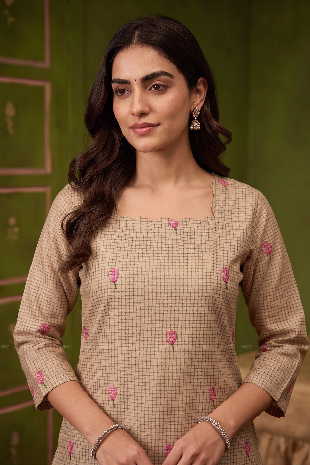 Blush Elegance Beige Silk Blend Printed 3-Piece Kurta Set