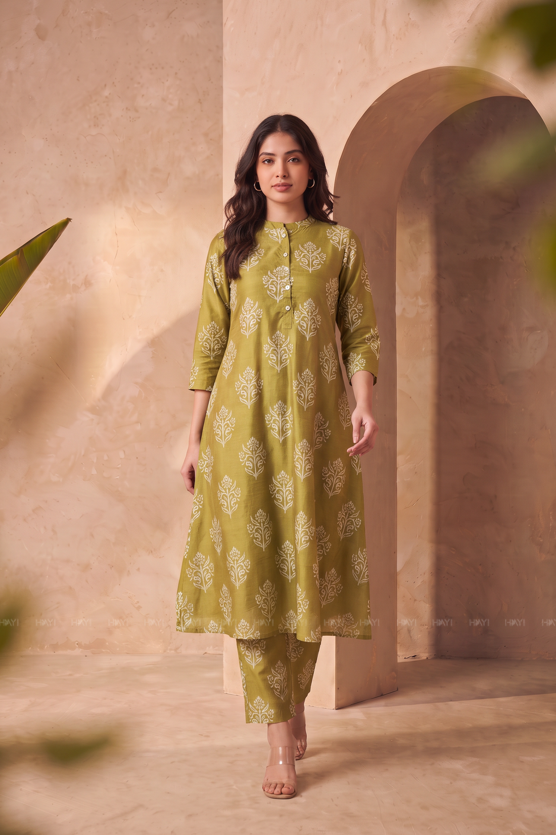 Floral Melodies Green Silk Blend Printed Co-ords Set