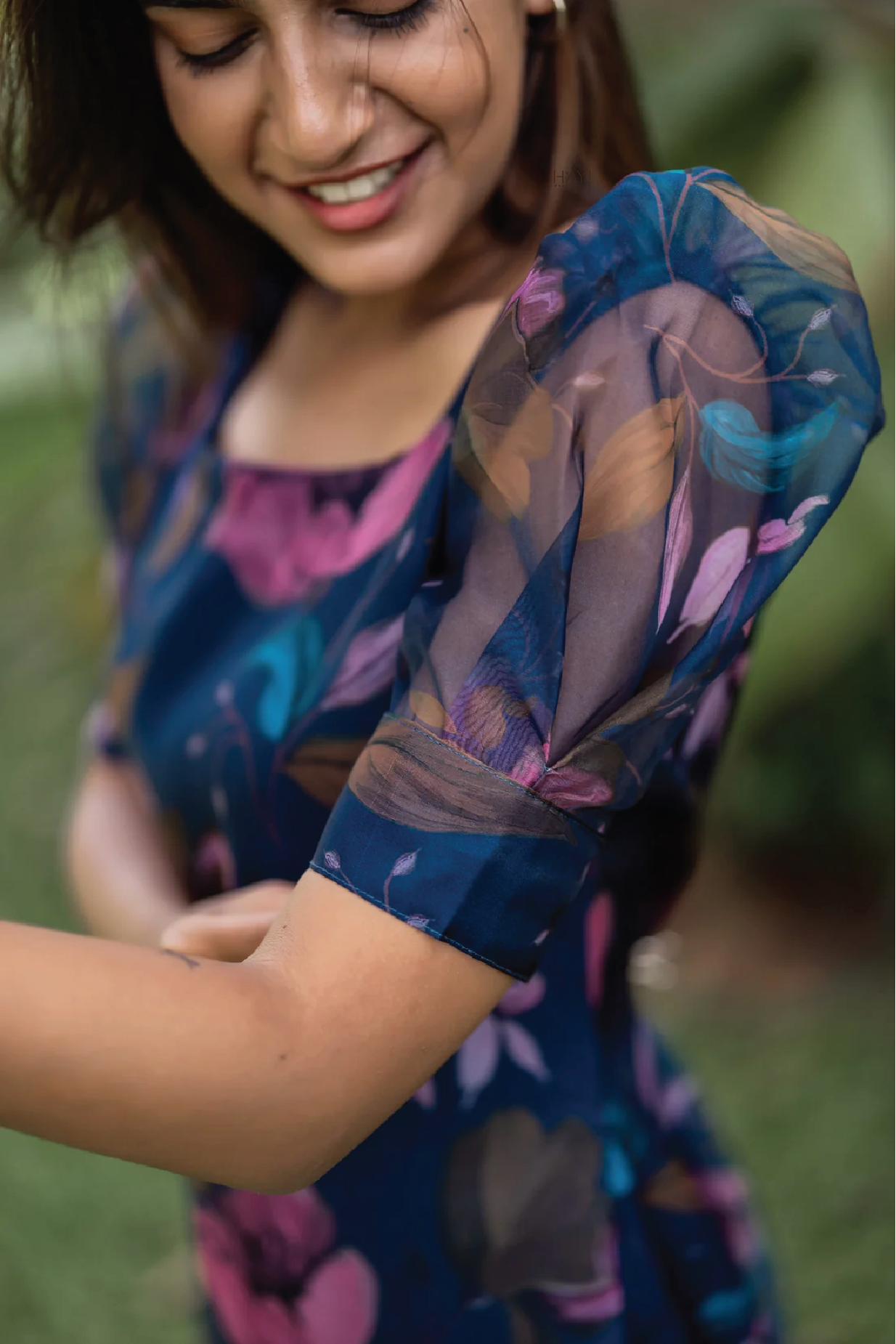 Blueming Blue Organza Kurta