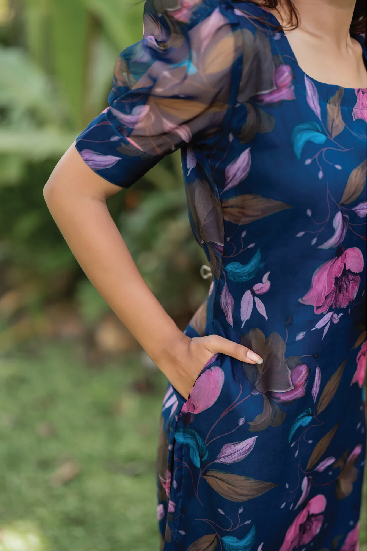 Blueming Blue Organza Kurta