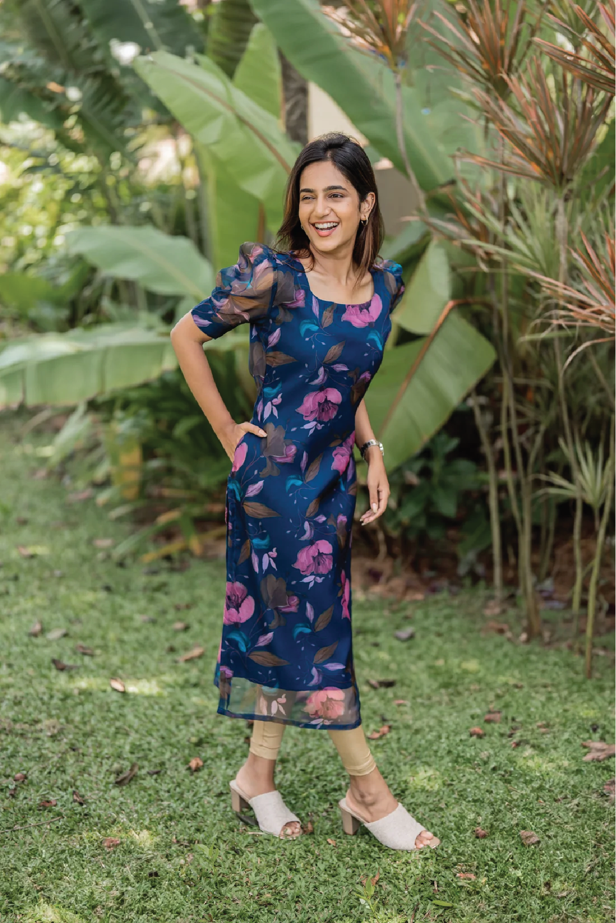 Blueming Blue Organza Kurta